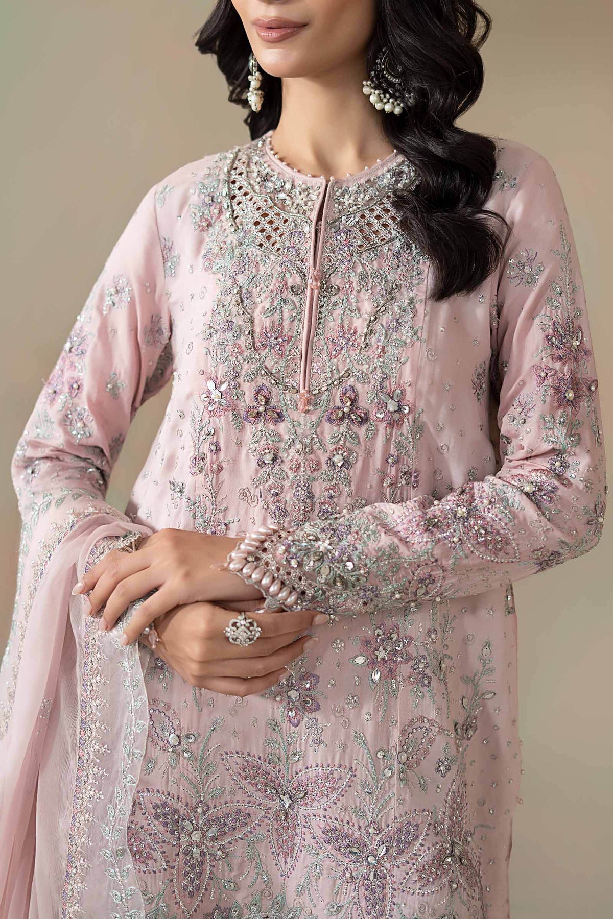 Maria B | Soiree Formals | WFS-09-05-Nude - Formal Dress - available at Maria Faisal in UK and USA.