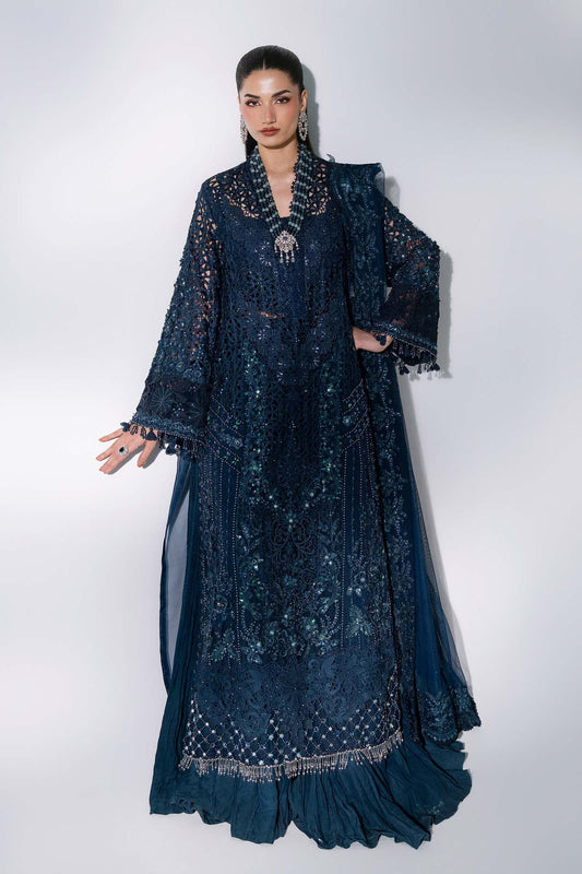 Maria B | Mbroidered Wedding Formals 26 | BD-3106-Peacock Blue - Wedding Dress - available at Maria Faisal in UK and USA.