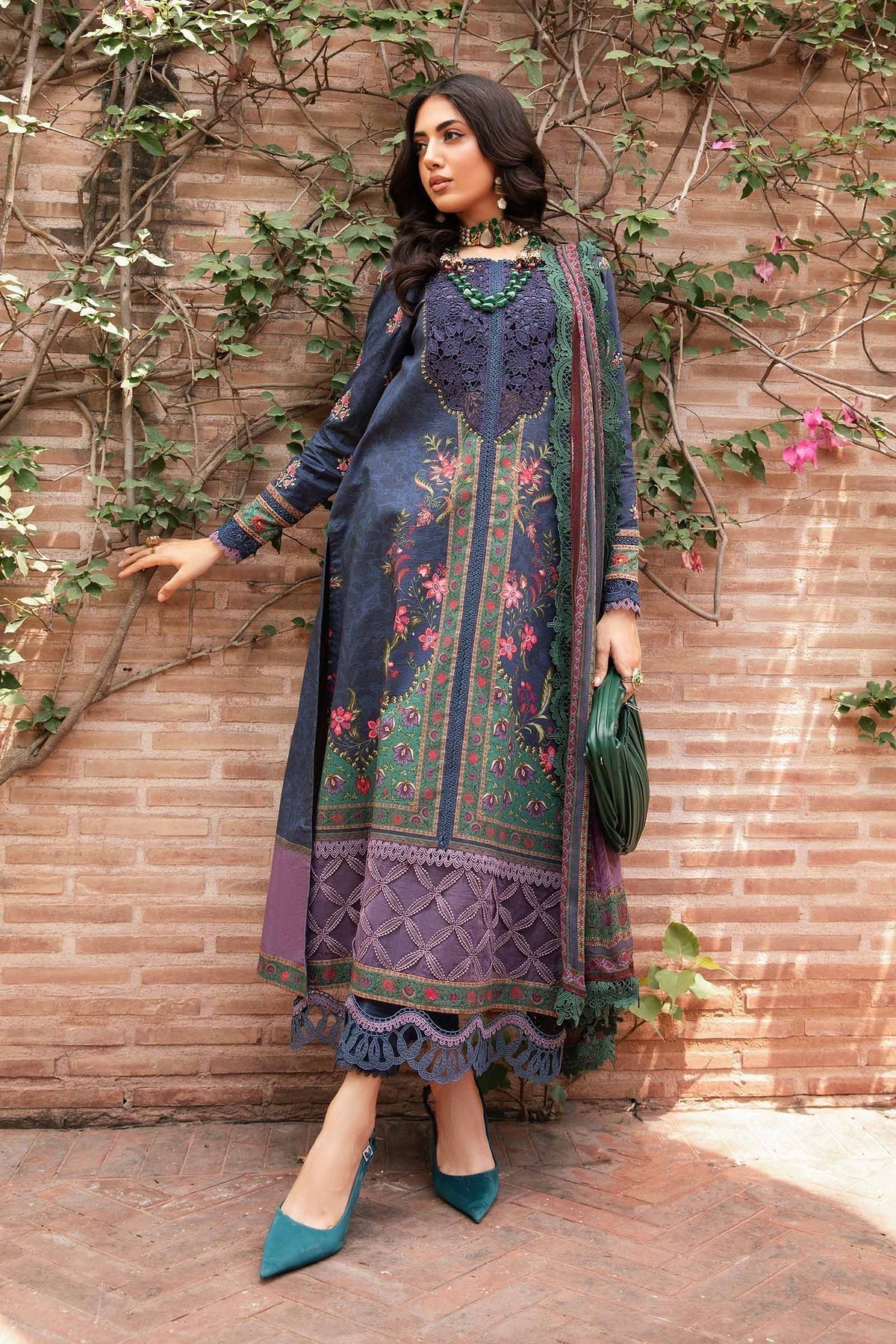 Maria.B | M Print Eid Edit | MPT-2206-B - Designer Dress with Intricate embroidery and embellishments. Shop elegent wedding dress at Maria Faisal.