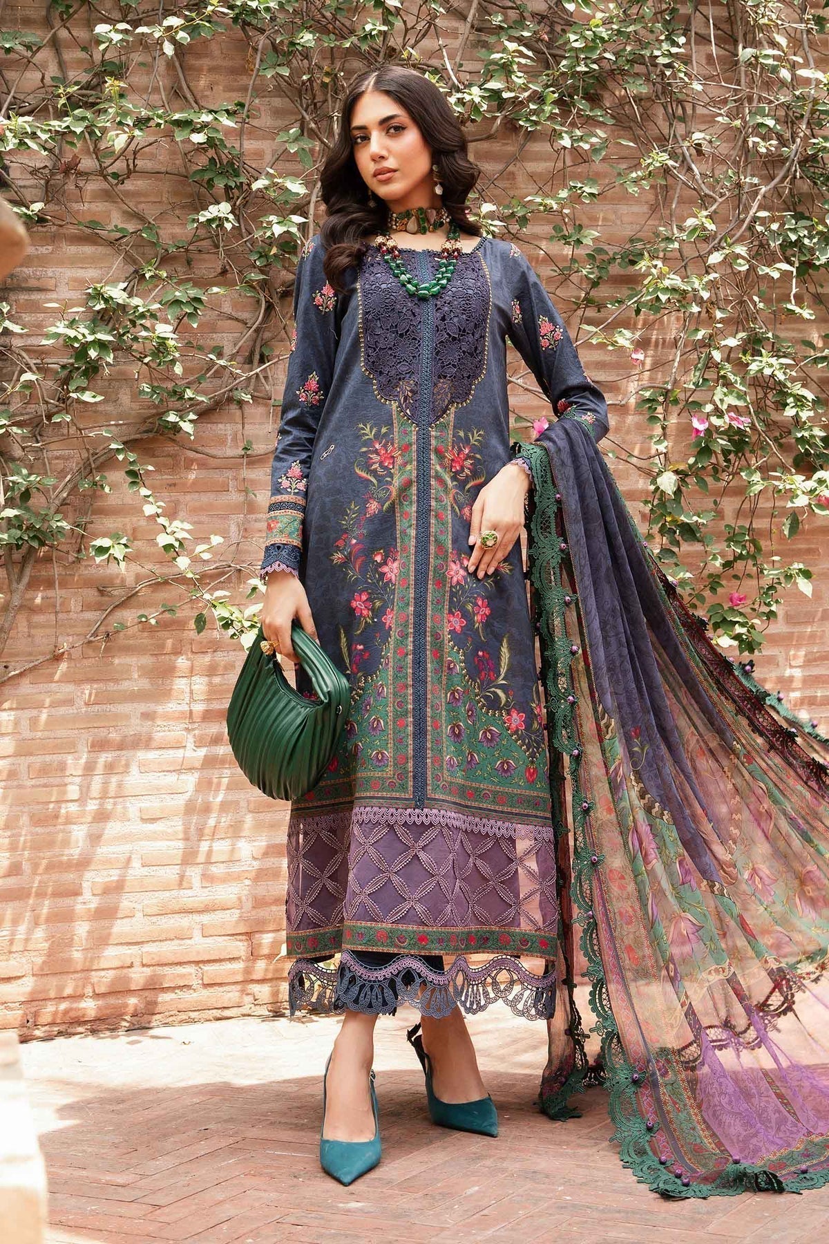 Maria.B | M Print Eid Edit | MPT-2206-B - Designer Dress with Intricate embroidery and embellishments. Shop elegent wedding dress at Maria Faisal.