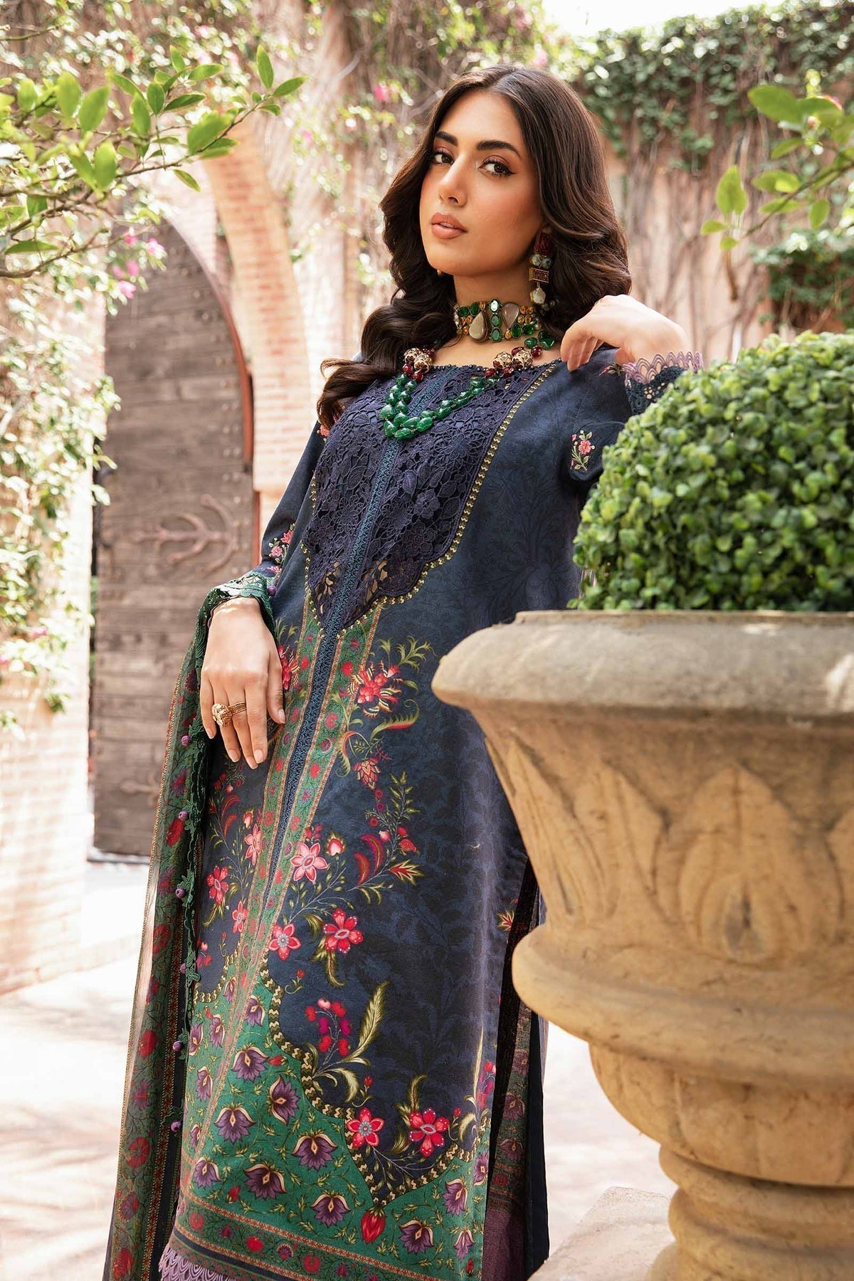 Maria.B | M Print Eid Edit | MPT-2206-B - Designer Dress with Intricate embroidery and embellishments. Shop elegent wedding dress at Maria Faisal.