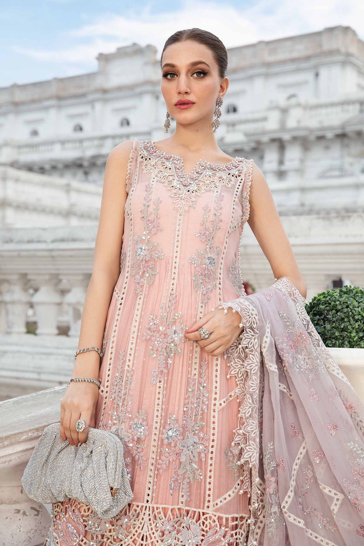 Maria B | Chiffon Formals 24 | Chiffon Suit | MPC-24-106 - Wedding Dress - Maria Faisal
