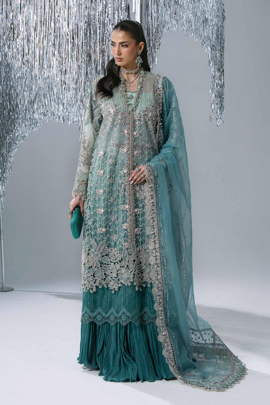Maria B | Mbroidered Wedding Formals 26 | BD-3107-Sea Green - Wedding Dress - available at Maria Faisal in UK and USA.