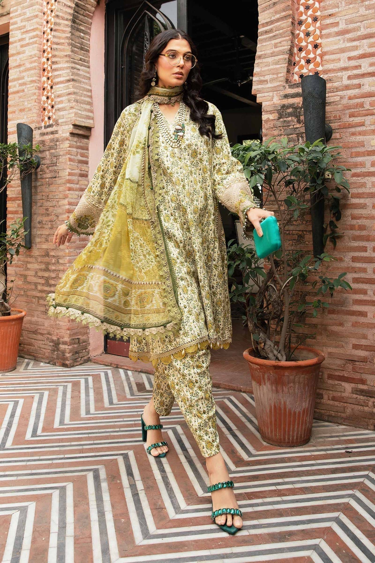 Maria.B | M Print Eid Edit | MPT-2207-A - Designer Dress with Intricate embroidery and embellishments. Shop elegent wedding dress at Maria Faisal.