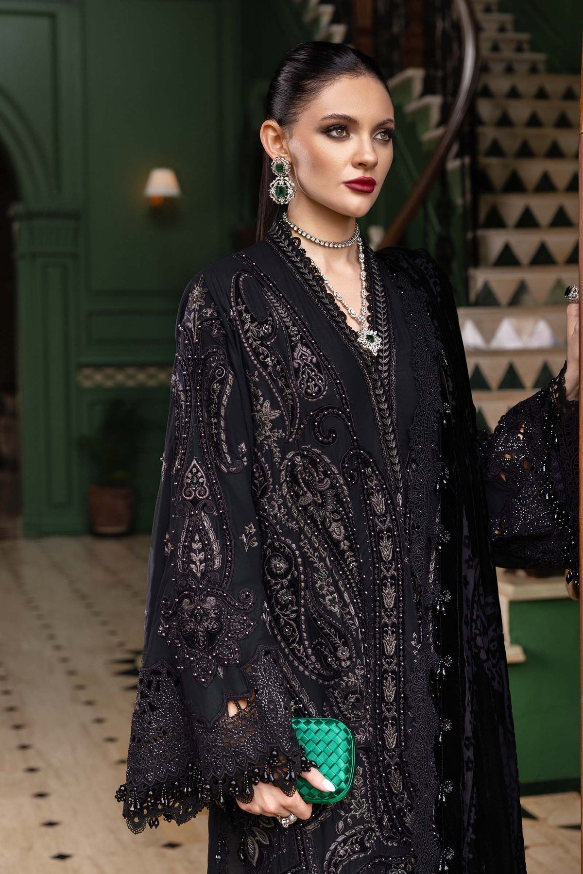 Maria B | Winter Luxe 25 | WL-1307 - Casual Dress - available at Maria Faisal in UK and USA.