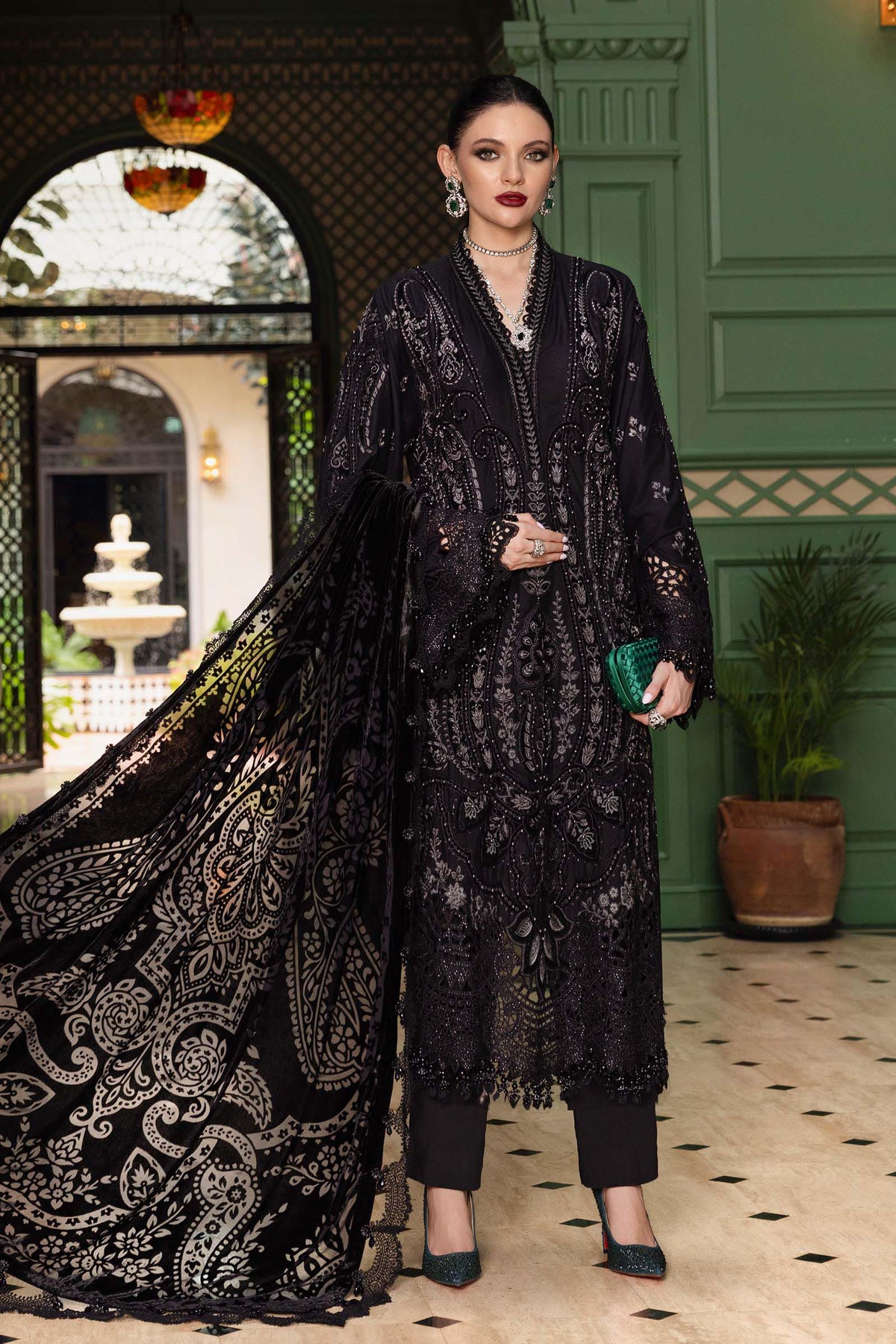 Maria B | Winter Luxe 25 | WL-1307 - Casual Dress - available at Maria Faisal in UK and USA.