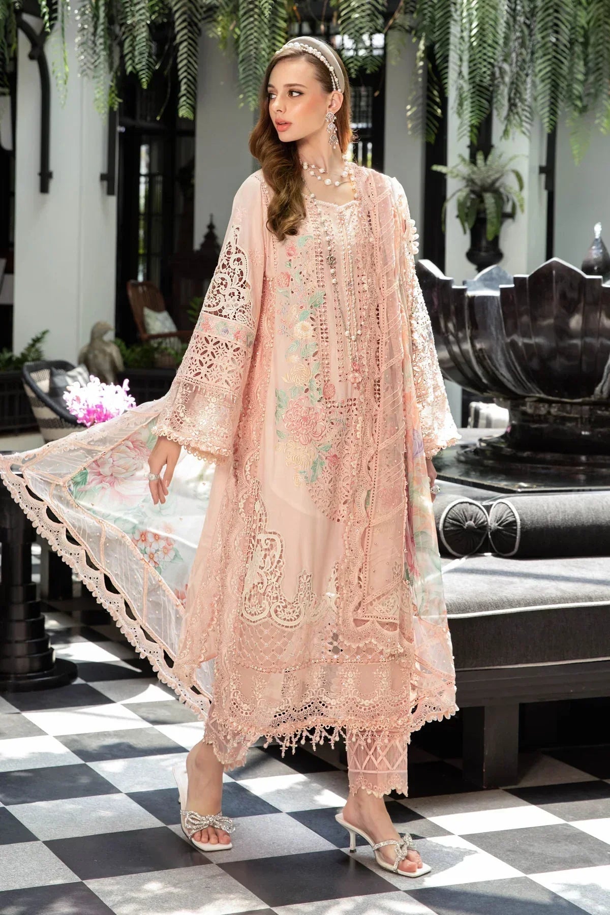 Maria B | Luxury Lawn | EL-23-07-Peach - Ladies Clothes - Maria Faisal
