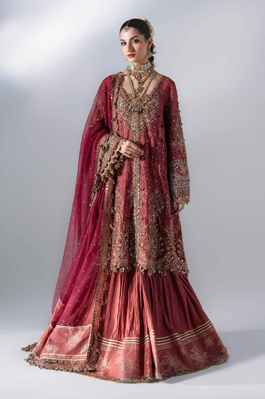 Maria B | Mbroidered Wedding Formals 26 | BD-3108-Deep Salmon pink - Wedding Dress - available at Maria Faisal in UK and USA.