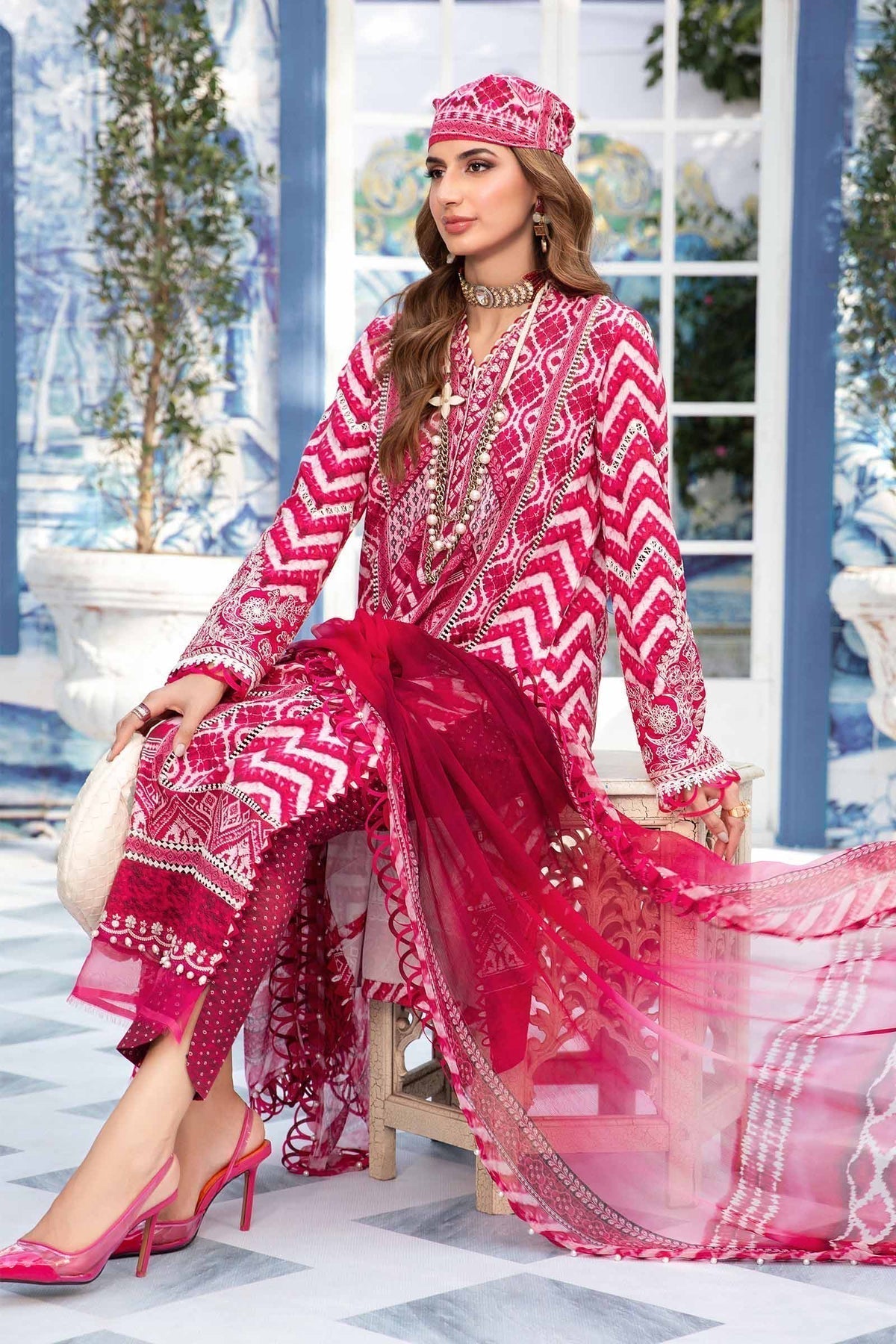 Maria.B | M Print Eid Edit | MPT-2208-A - Designer Dress with Intricate embroidery and embellishments. Shop elegent wedding dress at Maria Faisal.
