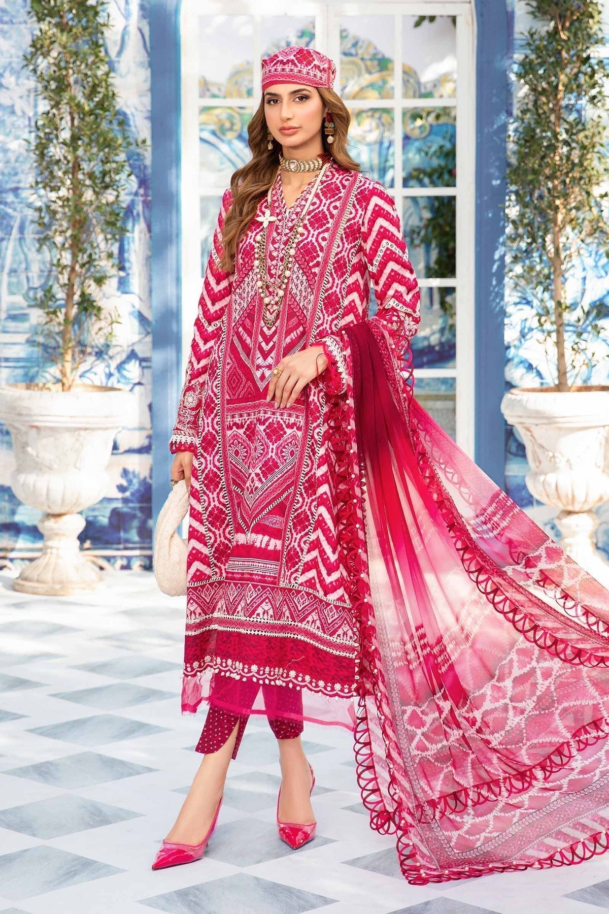 Maria.B | M Print Eid Edit | MPT-2208-A - Designer Dress with Intricate embroidery and embellishments. Shop elegent wedding dress at Maria Faisal.