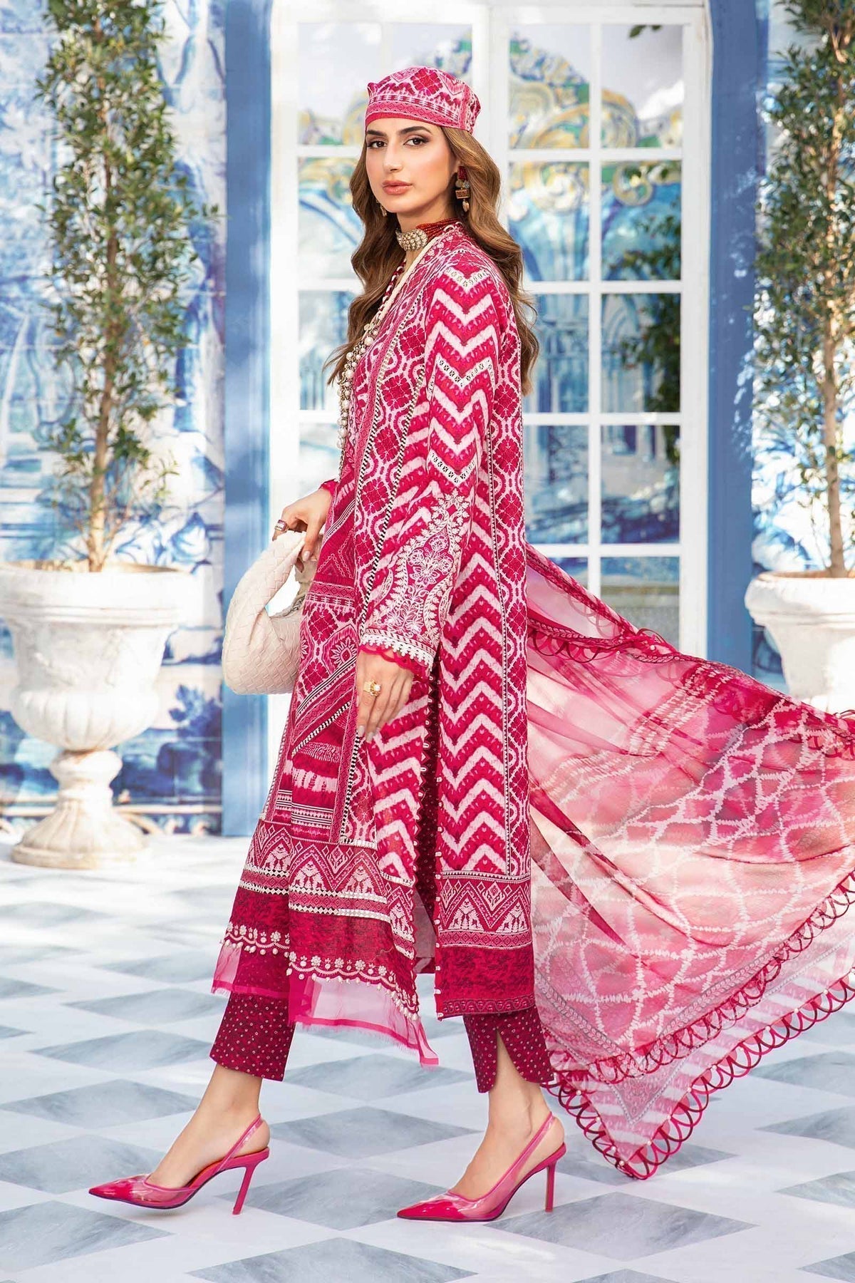 Maria.B | M Print Eid Edit | MPT-2208-A - Designer Dress with Intricate embroidery and embellishments. Shop elegent wedding dress at Maria Faisal.