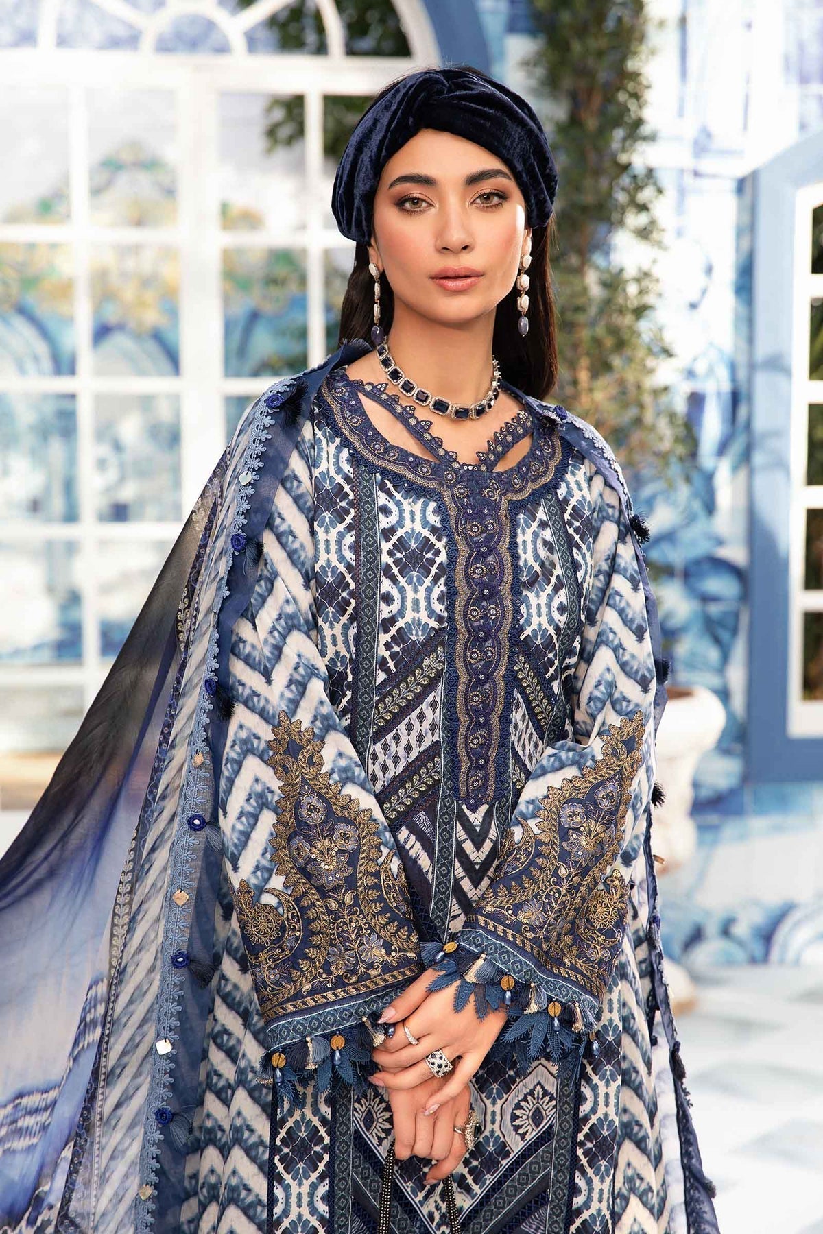 Maria.B | M Print Eid Edit | MPT-2208-B - Designer Dress with Intricate embroidery and embellishments. Shop elegent wedding dress at Maria Faisal.