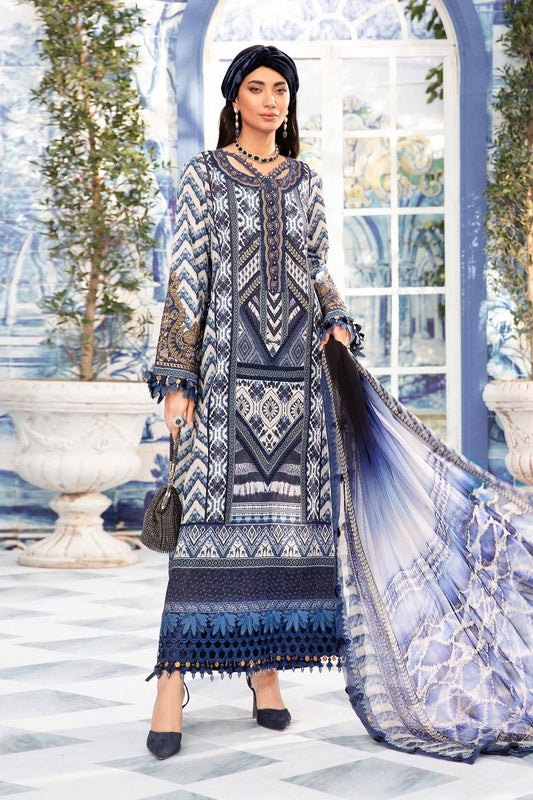 Maria.B | M Print Eid Edit | MPT-2208-B - Designer Dress with Intricate embroidery and embellishments. Shop elegent wedding dress at Maria Faisal.
