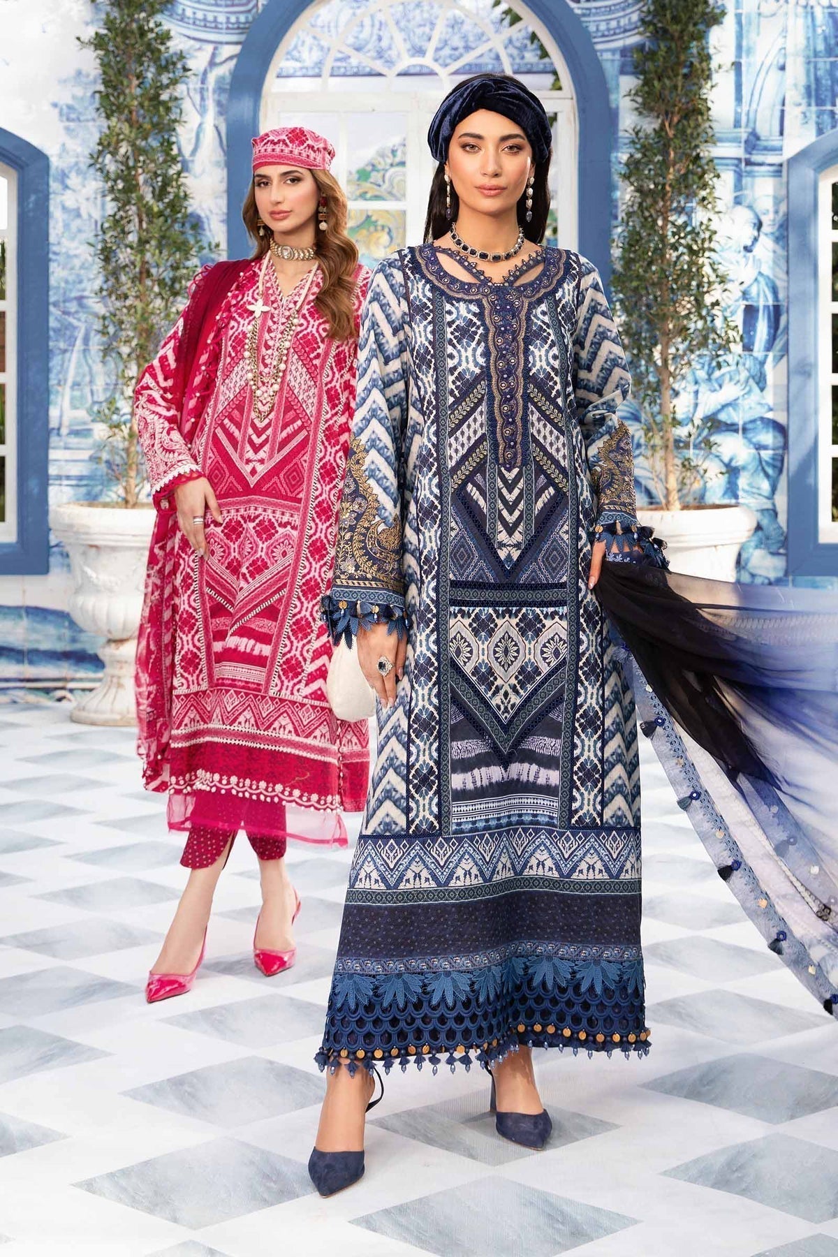 Maria.B | M Print Eid Edit | MPT-2208-B - Designer Dress with Intricate embroidery and embellishments. Shop elegent wedding dress at Maria Faisal.
