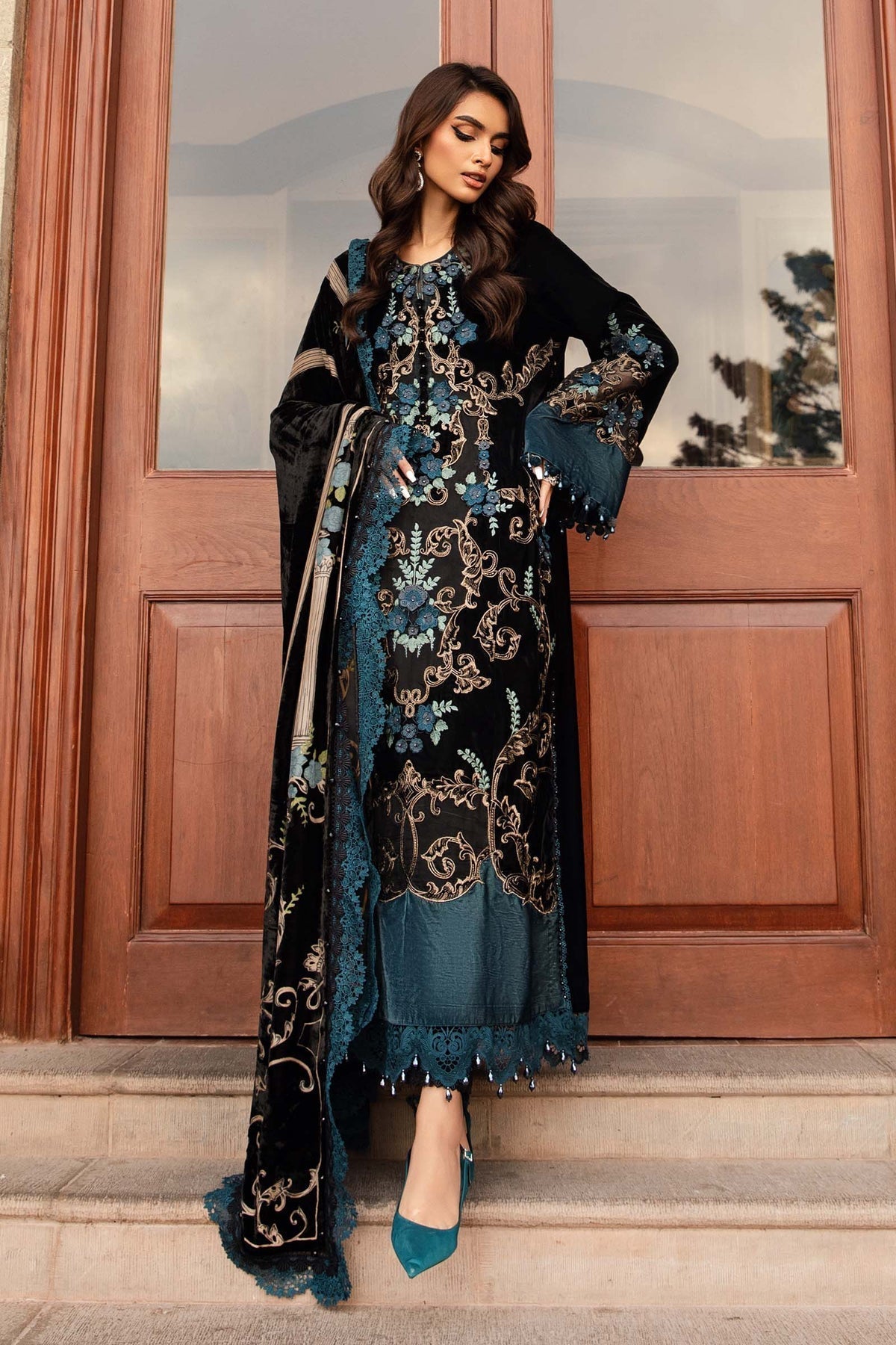 Maria B | Winter Luxe 24 | Velvet DL-1208 - Ladies Clothes - Maria Faisal
