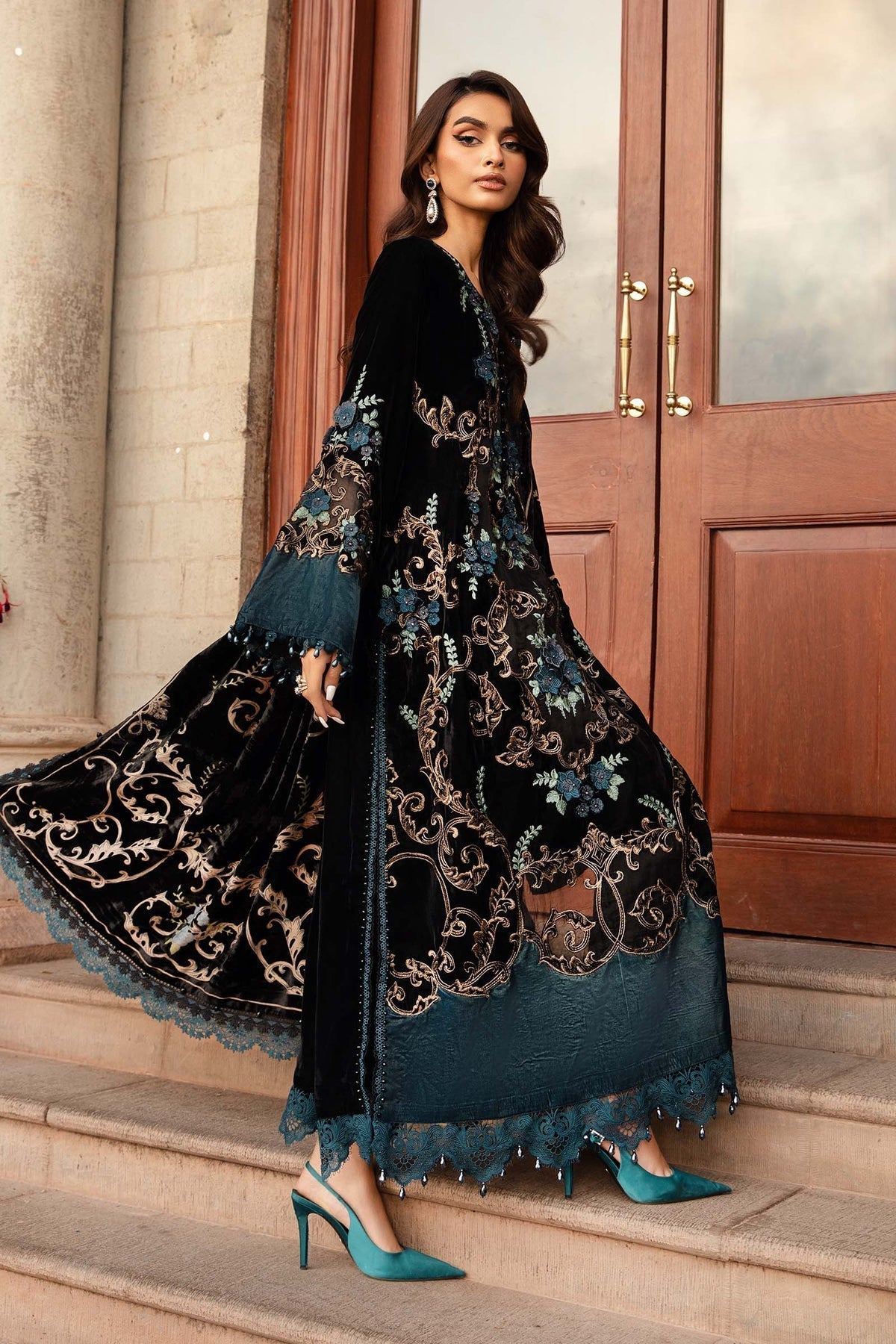 Maria B | Winter Luxe 24 | Velvet DL-1208 - Ladies Clothes - Maria Faisal