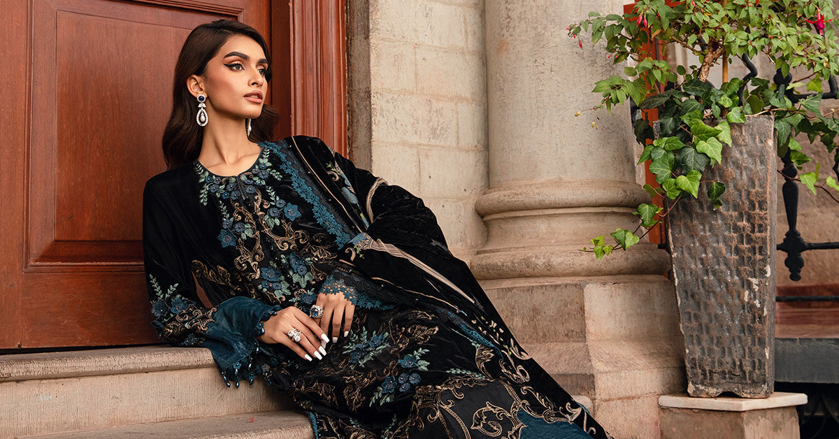 Maria B | Winter Luxe 24 | Velvet DL-1208 - Ladies Clothes - Maria Faisal