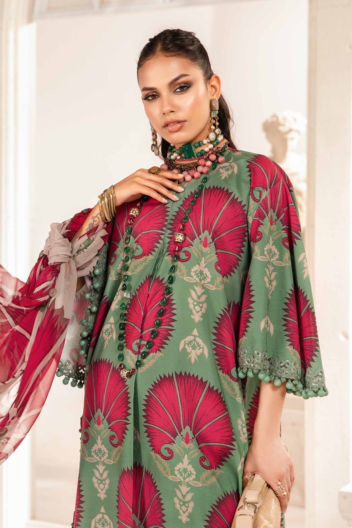 Maria.B | M Print Eid Edit | MPT-2209-A - Designer Dress with Intricate embroidery and embellishments. Shop elegent wedding dress at Maria Faisal.