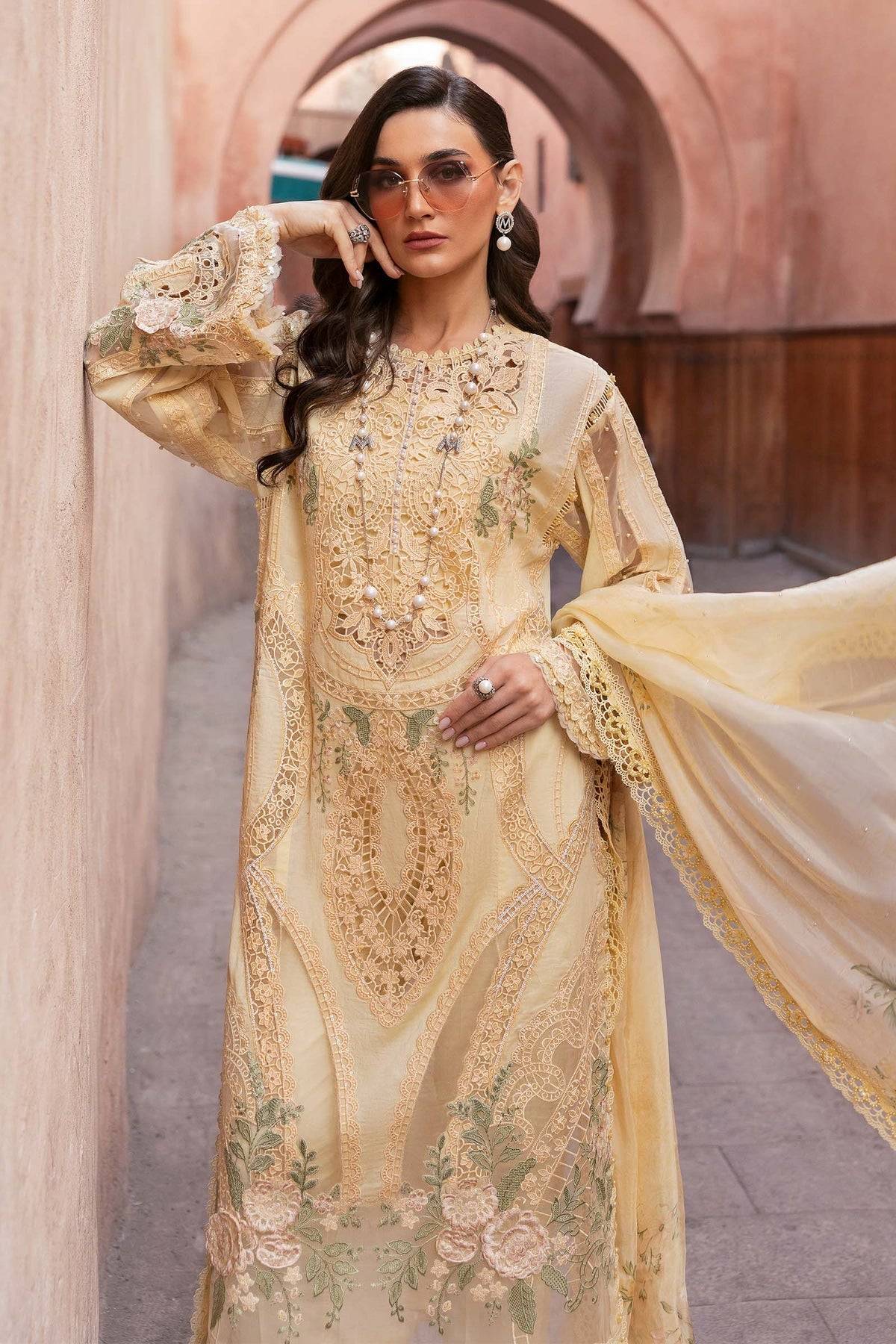 Maria B | Luxury Lawn 25 | D-2509-A by Maria Faisal - Registered Vendor of : Maria B - type : Ladies Clothes - 100% original wedding dresses