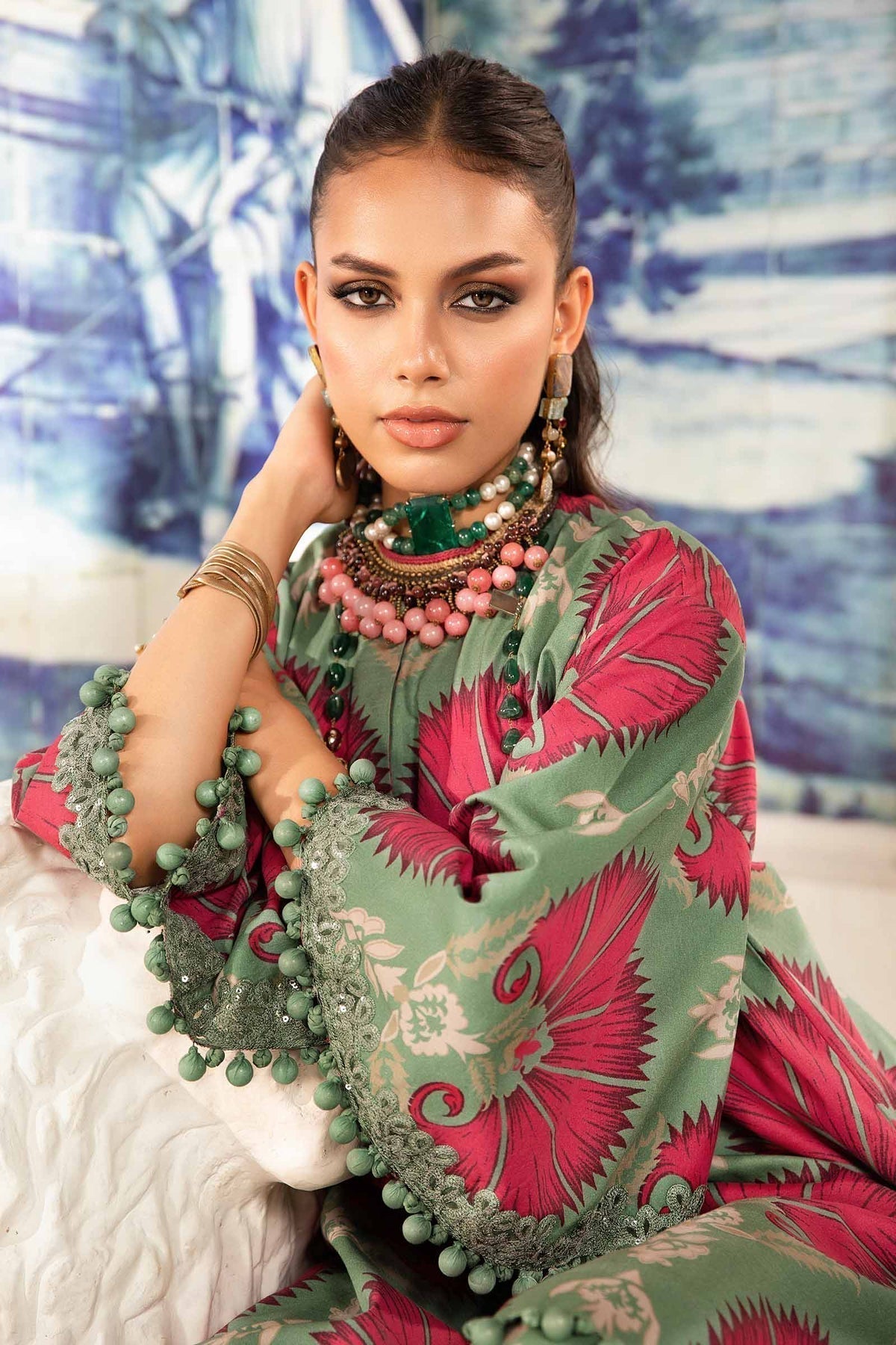 Maria.B | M Print Eid Edit | MPT-2209-A - Designer Dress with Intricate embroidery and embellishments. Shop elegent wedding dress at Maria Faisal.