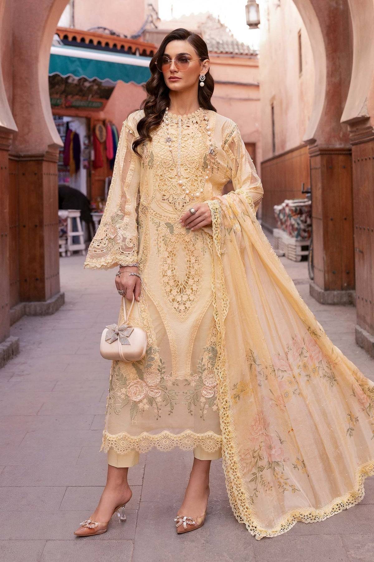 Maria B | Luxury Lawn 25 | D-2509-A by Maria Faisal - Registered Vendor of : Maria B - type : Ladies Clothes - 100% original wedding dresses
