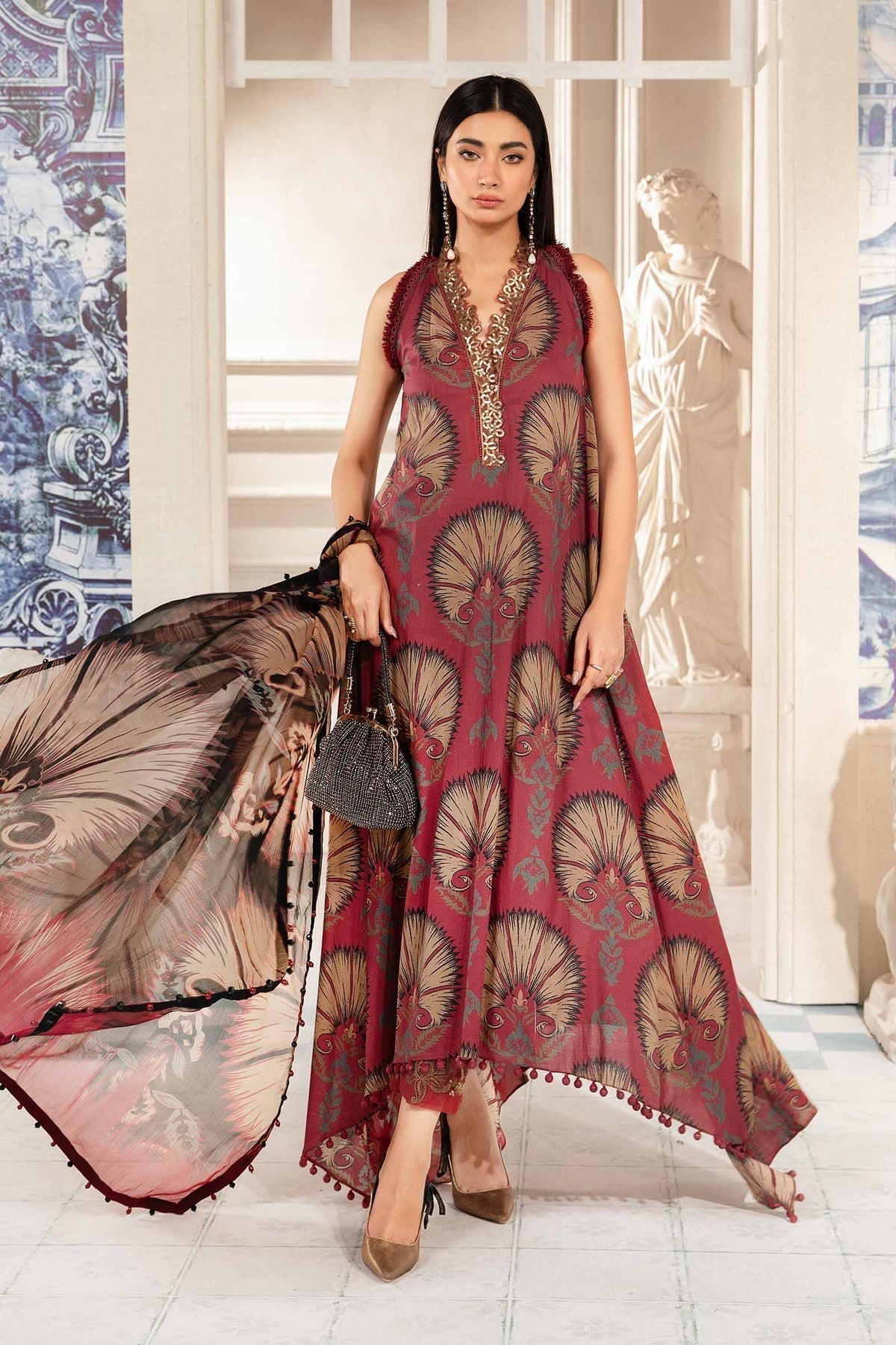 Maria.B | M Print Eid Edit | MPT-2209-B - Designer Dress with Intricate embroidery and embellishments. Shop elegent wedding dress at Maria Faisal.