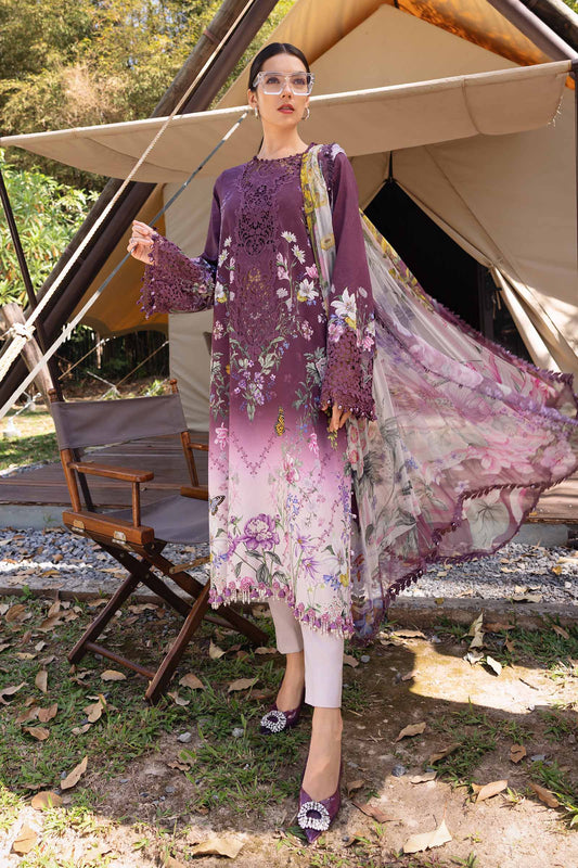 Plum Long Shirt with Pants - Maria B | M Prints Eid'26 | MPT-2909-B - Ladies Clothes - Maria Faisal