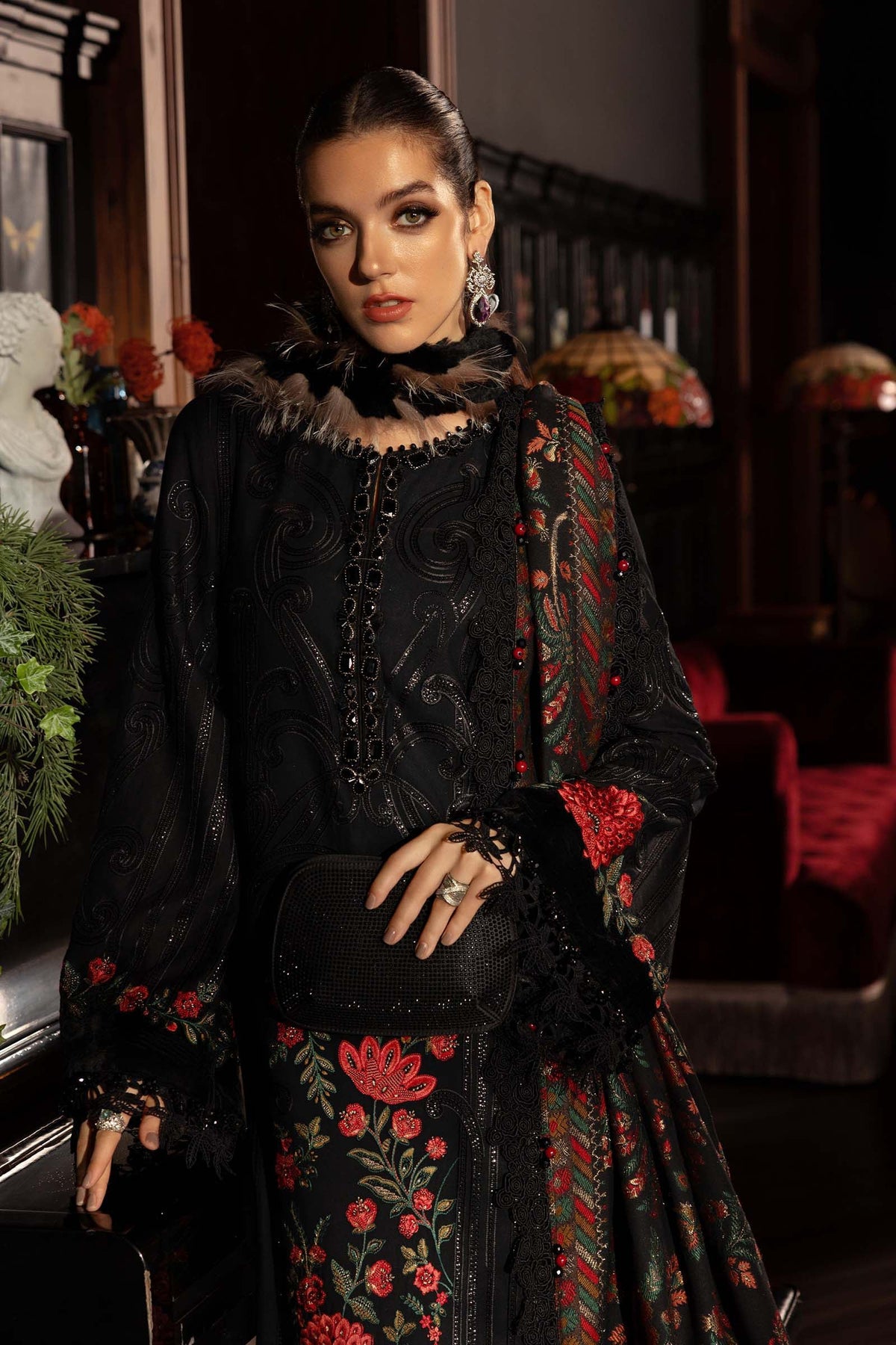 Maria B | Winter Luxe 25 | WL-1309 - Casual Dress - available at Maria Faisal in UK and USA.