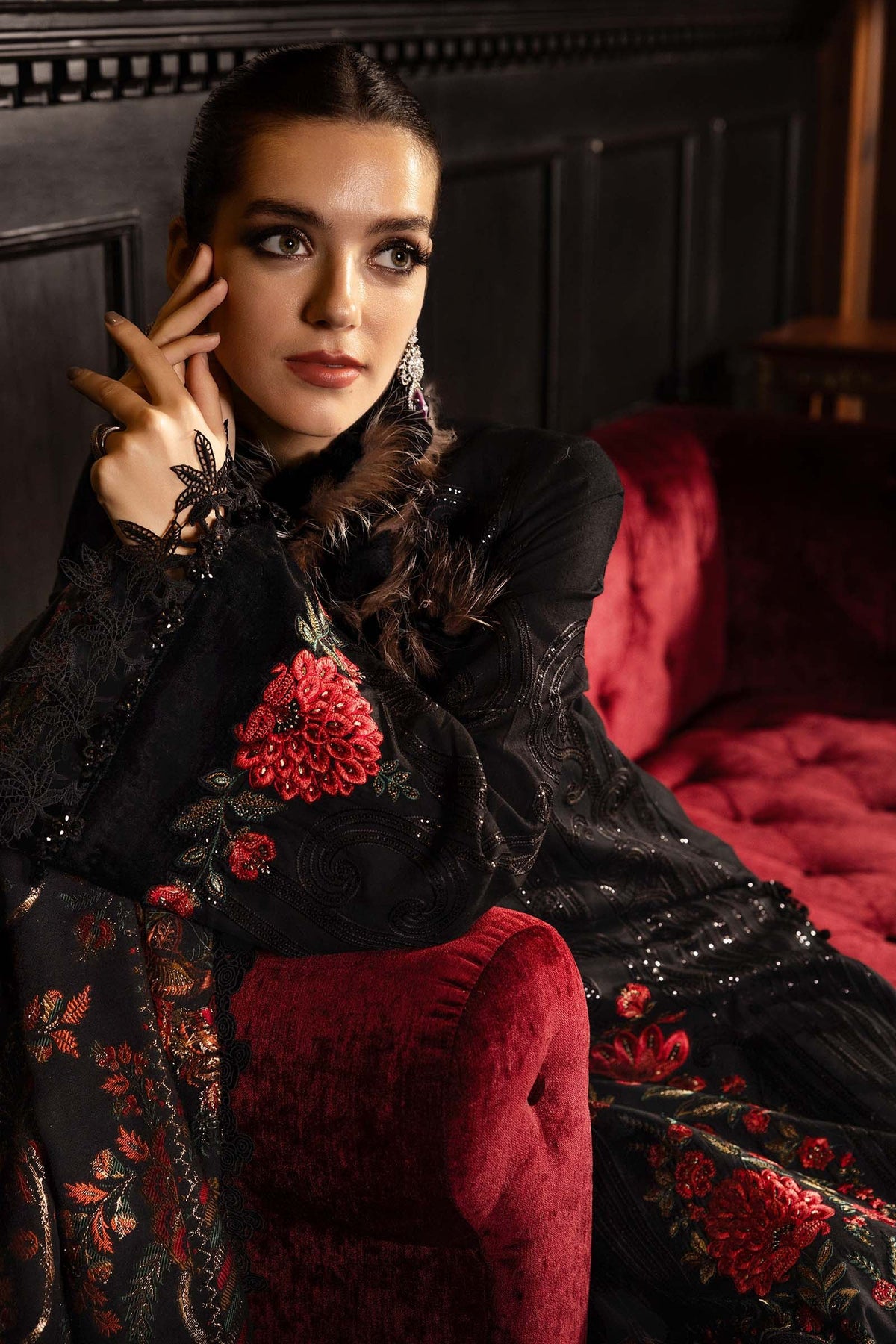 Maria B | Winter Luxe 25 | WL-1309 - Casual Dress - available at Maria Faisal in UK and USA.