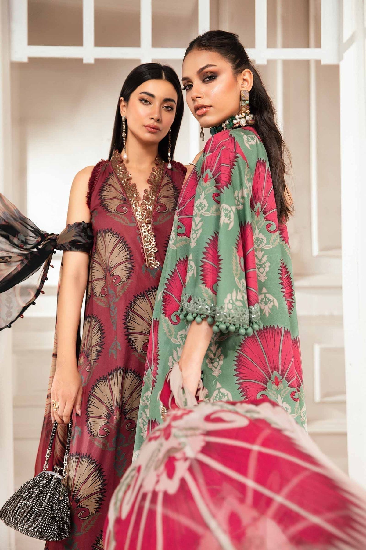 Maria.B | M Print Eid Edit | MPT-2209-B - Designer Dress with Intricate embroidery and embellishments. Shop elegent wedding dress at Maria Faisal.