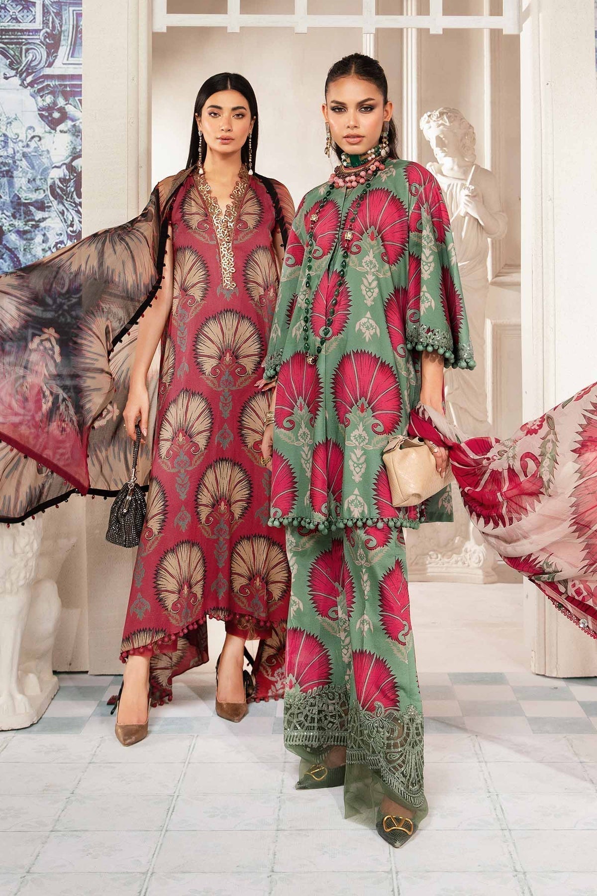 Maria.B | M Print Eid Edit | MPT-2209-B - Designer Dress with Intricate embroidery and embellishments. Shop elegent wedding dress at Maria Faisal.