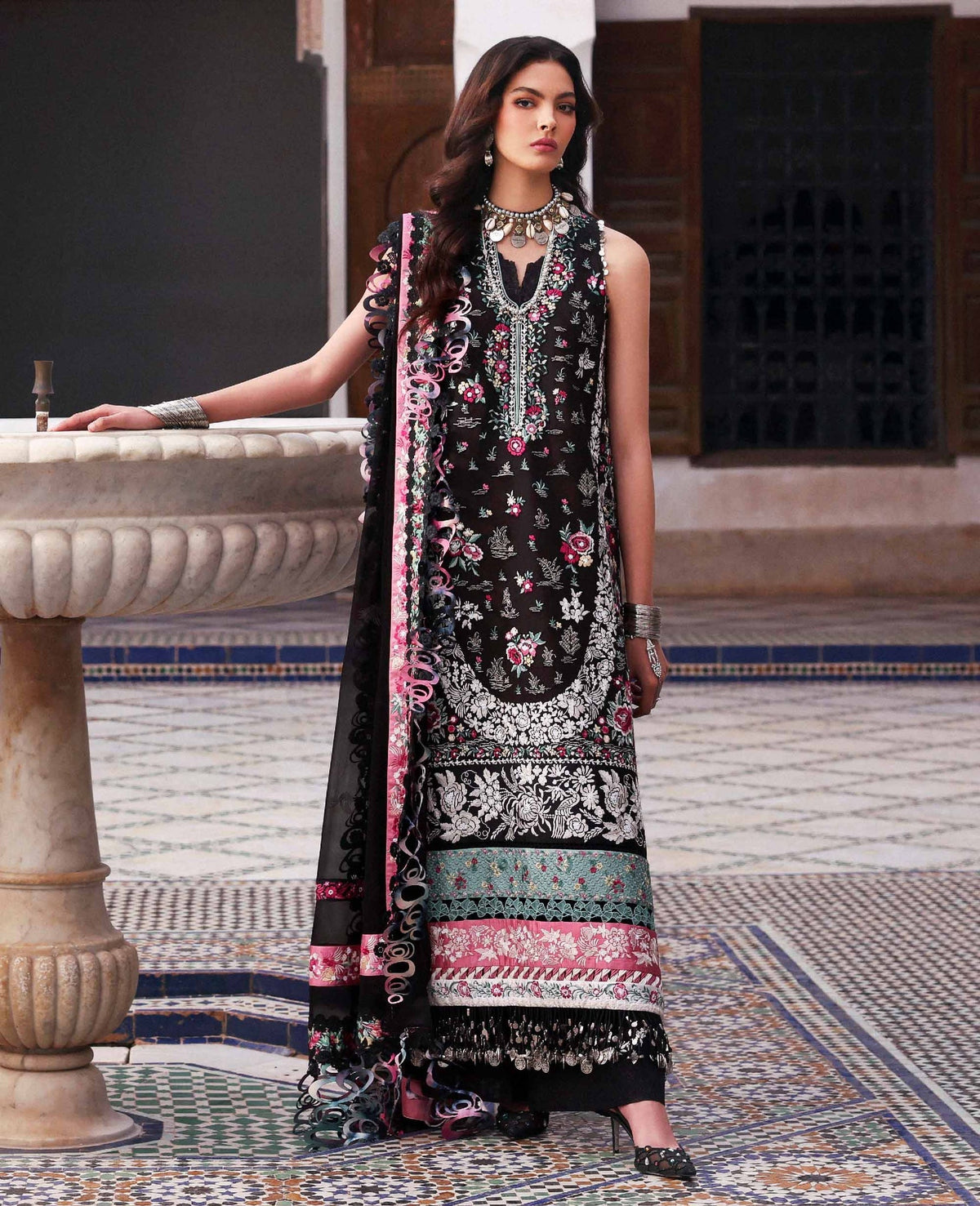 Republic Womenswear | Reine Luxury Lawn 26 | Elia - Dress - available at Maria Faisal in UK and USA.