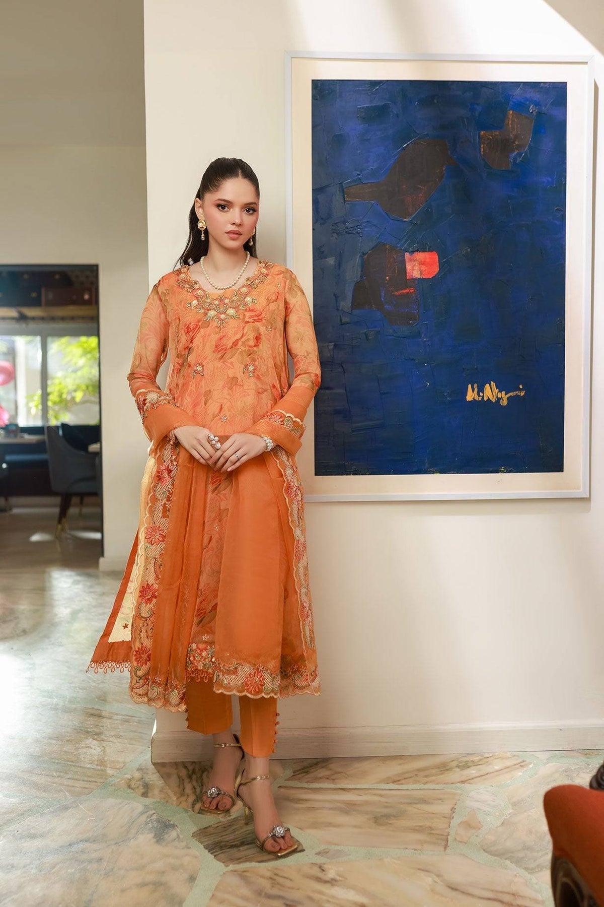 Dhanak | Chiffon Pret | SS25DA-2716 by Maria Faisal - Registered Vendor of : Dhanak - type : Ladies Clothes - 100% original wedding dresses