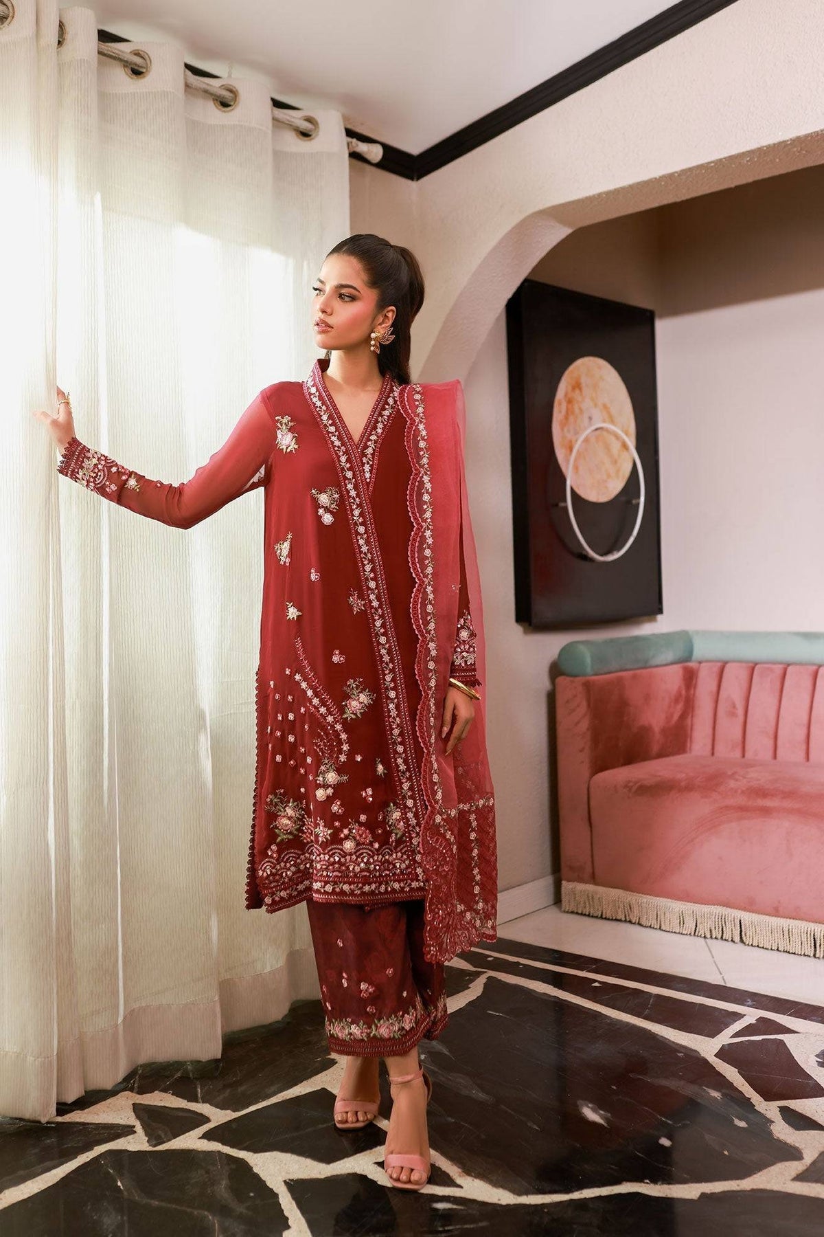 Dhanak | Chiffon Pret | SS25DA-2719 by Maria Faisal - Registered Vendor of : Dhanak - type : Ladies Clothes - 100% original wedding dresses