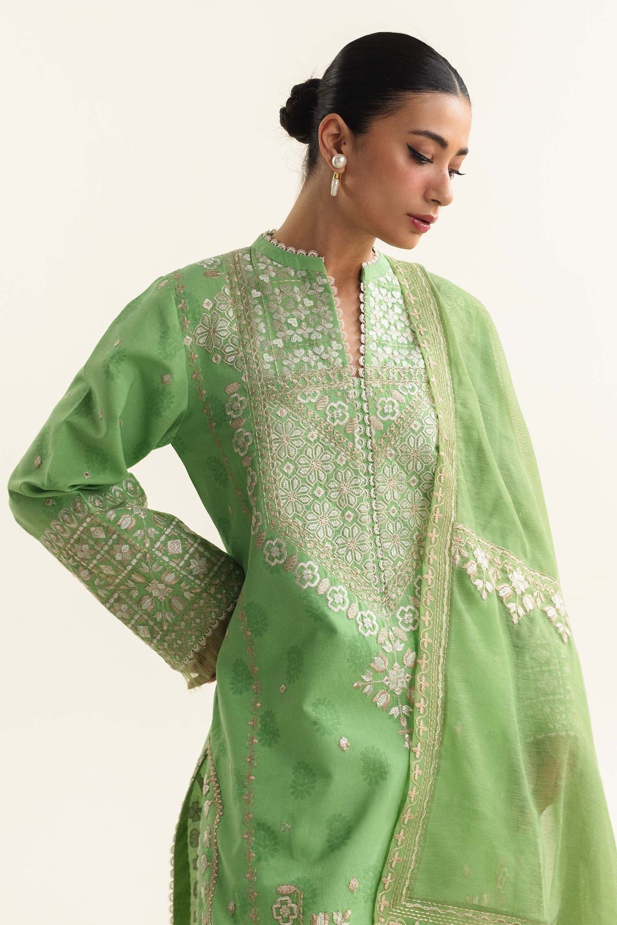 Zara Shahjahan | Coco Lawn Vol 2 | DINARA-5A - Designer Dress with Intricate embroidery and embellishments. Shop elegent wedding dress at Maria Faisal.