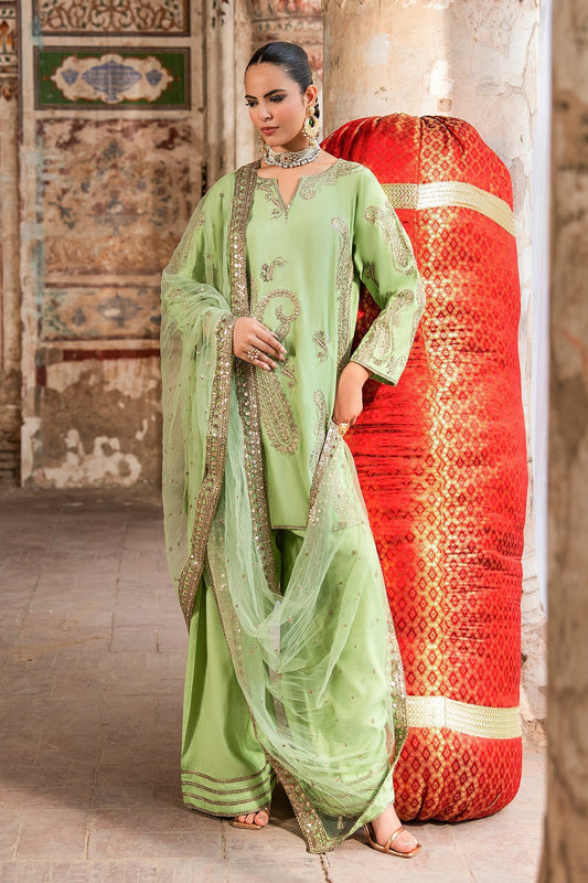 Charizma | Festive Pret | 3-PC Embroidered Raw Silk CMA-6-413 - Formal Dress - available at Maria Faisal in UK and USA.