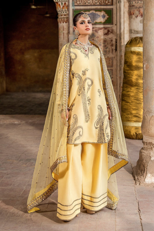 Charizma | Festive Pret | 3-PC Embroidered Raw Silk CMA-6-414 - Formal Dress - available at Maria Faisal in UK and USA.