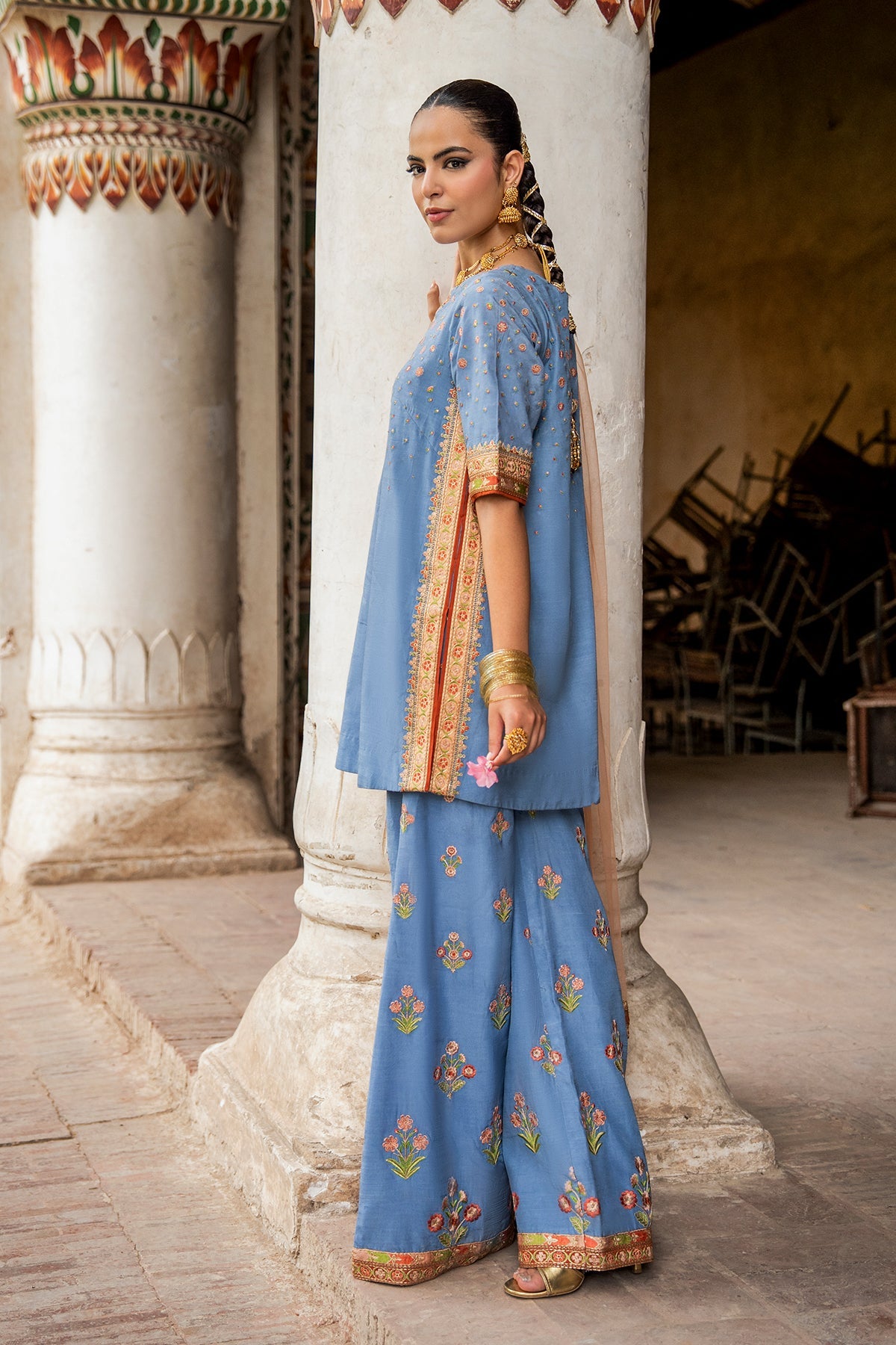Charizma | Festive Pret | 3-PC Embroidered Raw Silk CMA-6-387 - Formal Dress - available at Maria Faisal in UK and USA.