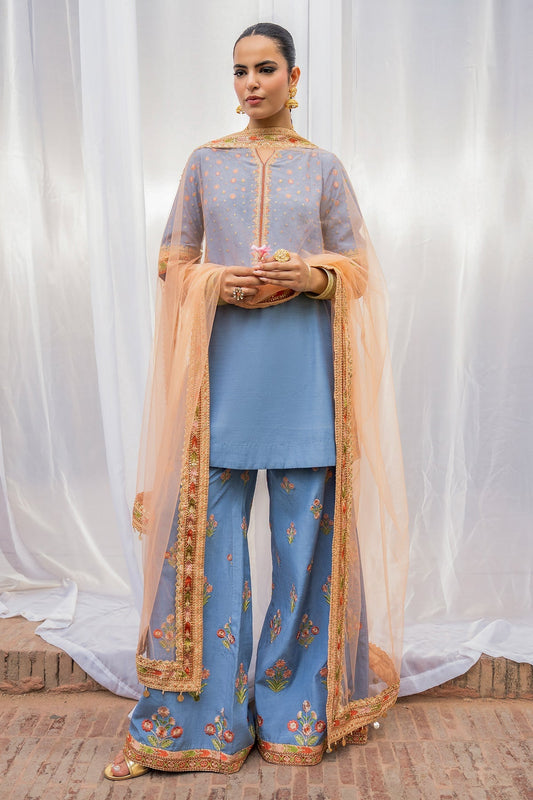Charizma | Festive Pret | 3-PC Embroidered Raw Silk CMA-6-387 - Formal Dress - available at Maria Faisal in UK and USA.