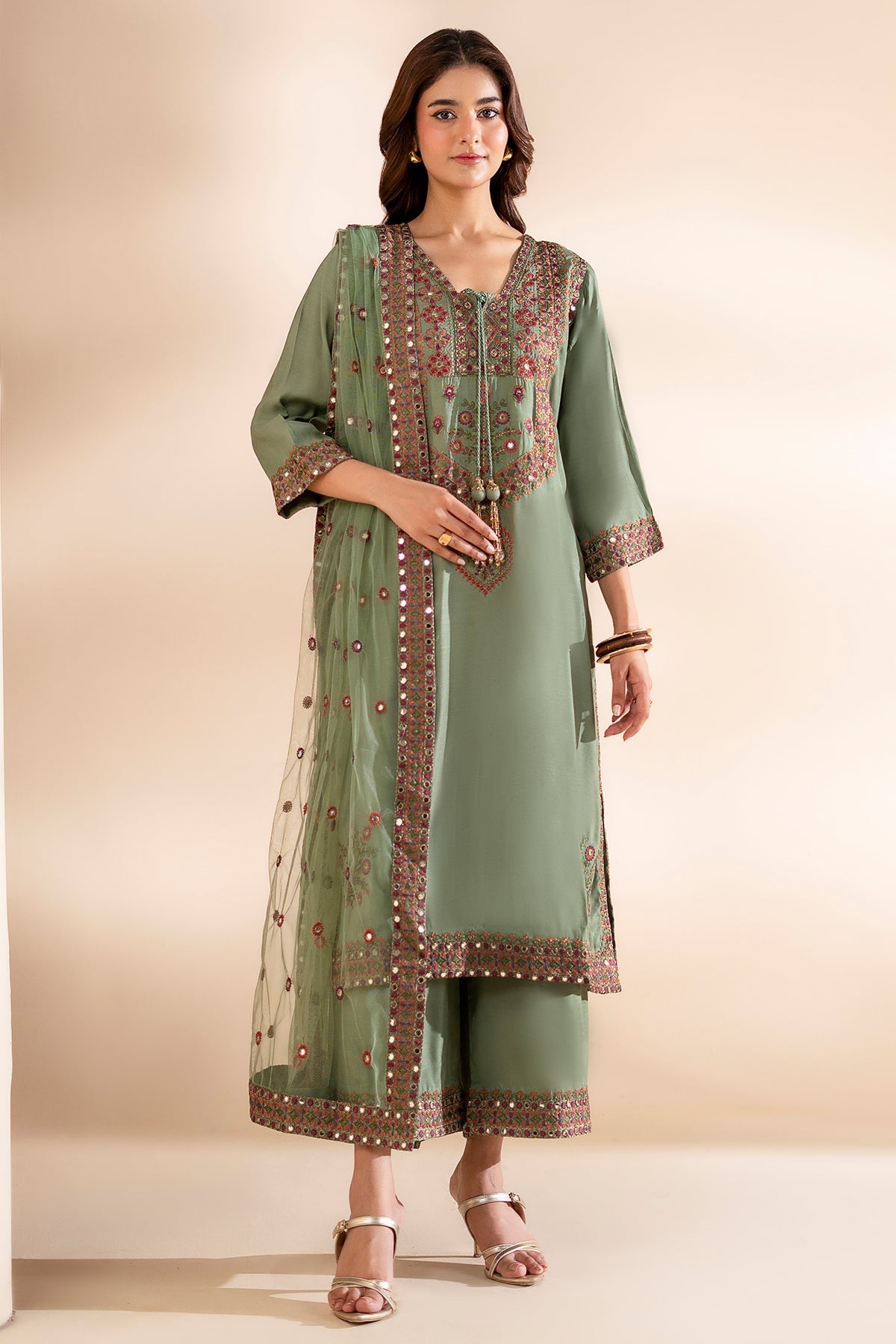Charizma | Festive Pret | 3-PC Embroidered Silk CMA-6-369 - Formal Dress - available at Maria Faisal in UK and USA.