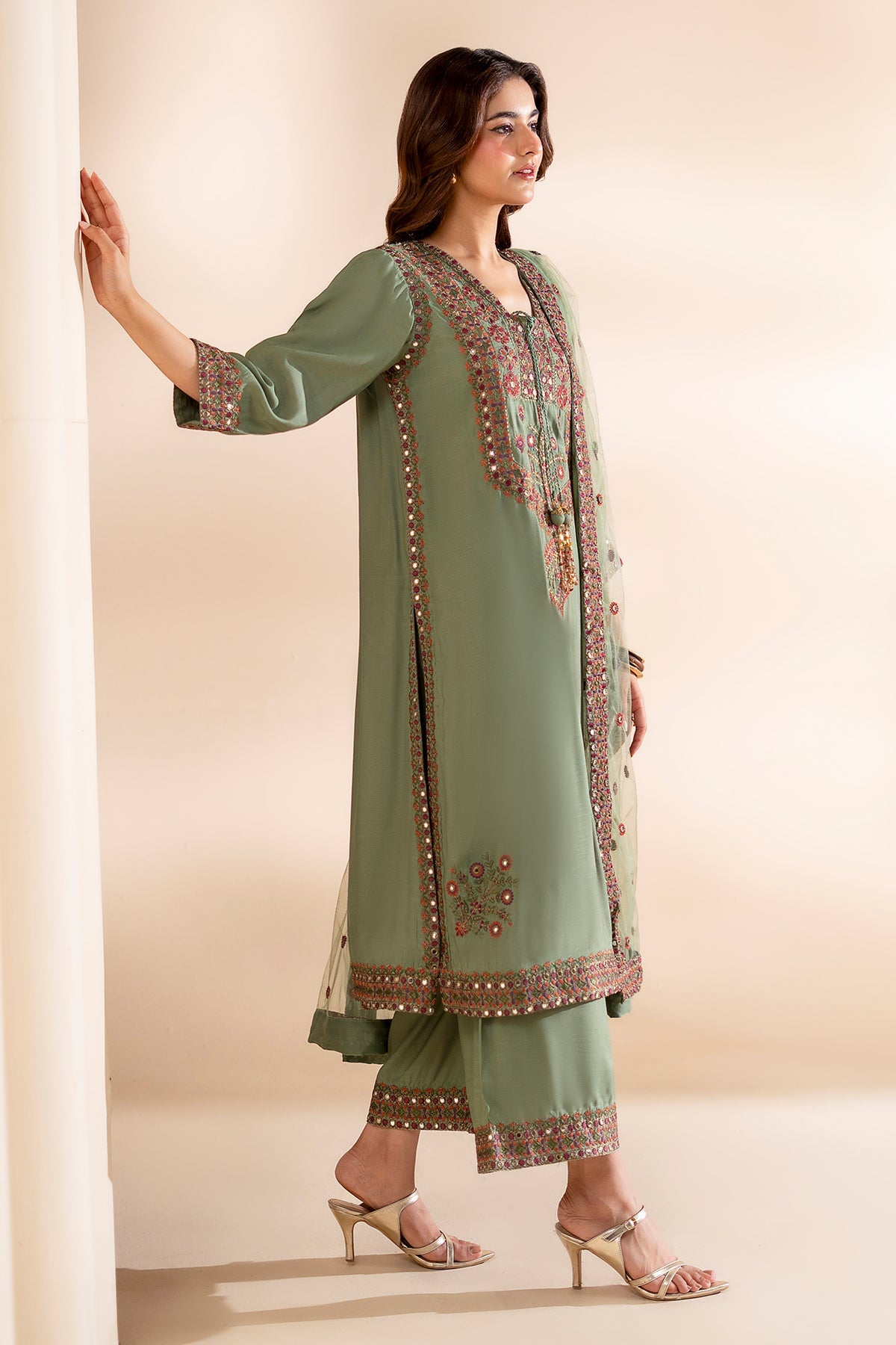 Charizma | Festive Pret | 3-PC Embroidered Silk CMA-6-369 - Formal Dress - available at Maria Faisal in UK and USA.