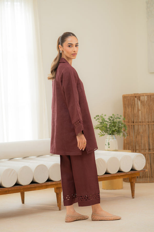 Sahar | Pre Essential Emb Edit | Cherry Noir - Ladies Clothes - Maria Faisal