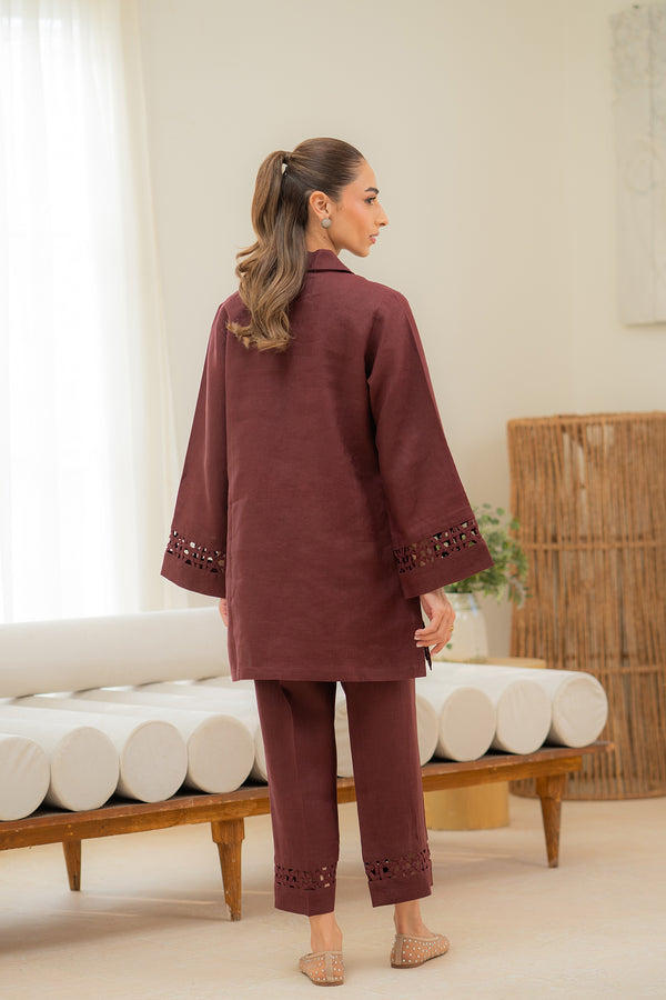 Sahar | Pre Essential Emb Edit | Cherry Noir - Ladies Clothes - Maria Faisal