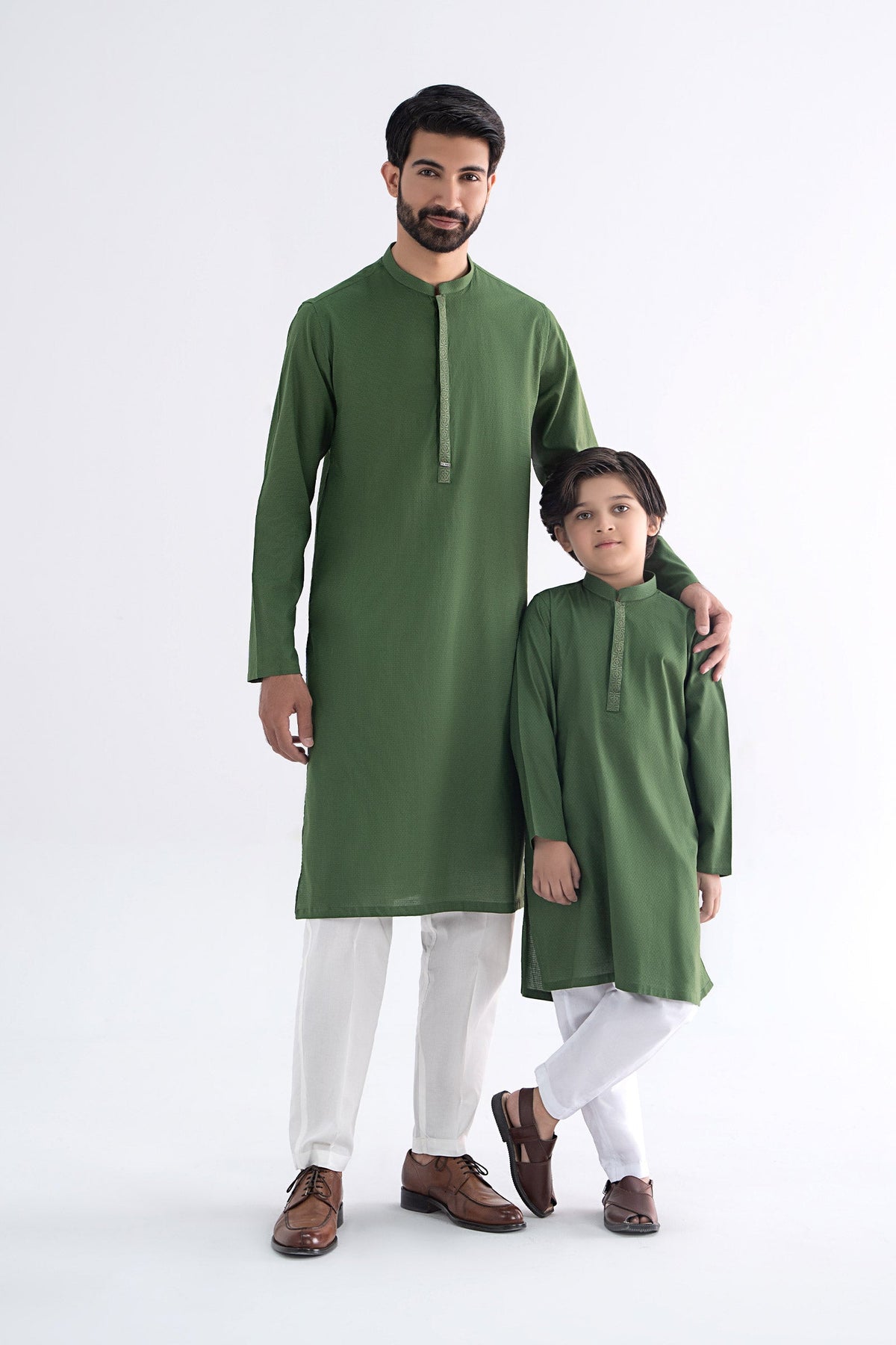 Embroidered Jacquard Kurta - Kids Clothes - available at Maria Faisal in UK and USA