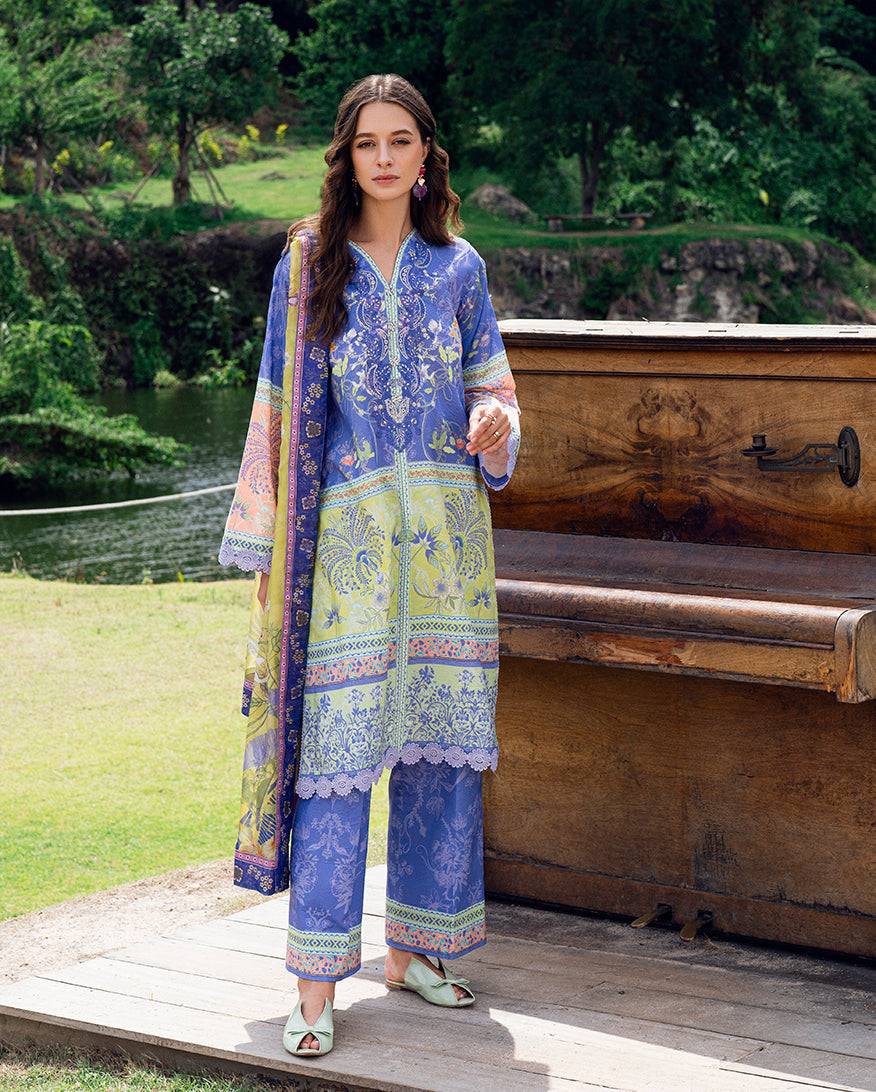 Roheenaz | Garden Veal Printed Lawn 25 | Inky Bloom by Maria Faisal - Registered Vendor of : Roheenaz - type : Ladies Clothes - 100% original wedding dresses
