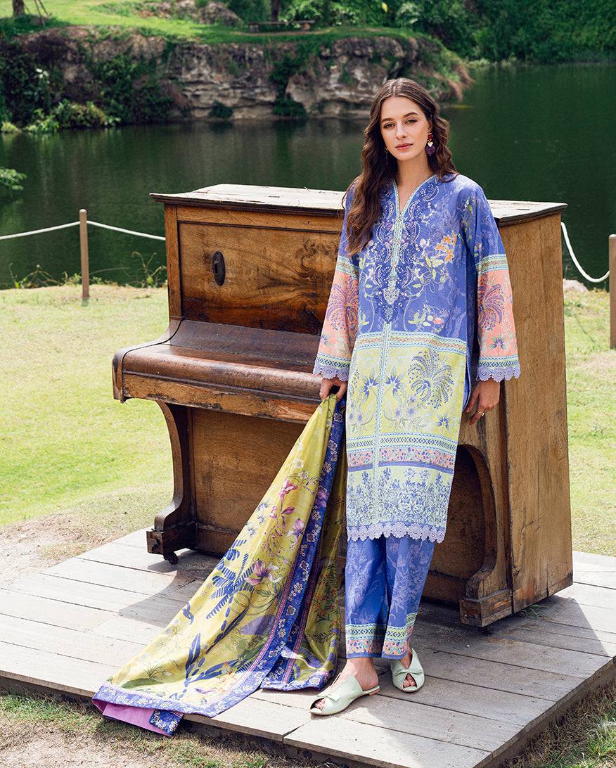 Roheenaz | Garden Veal Printed Lawn 25 | Inky Bloom by Maria Faisal - Registered Vendor of : Roheenaz - type : Ladies Clothes - 100% original wedding dresses