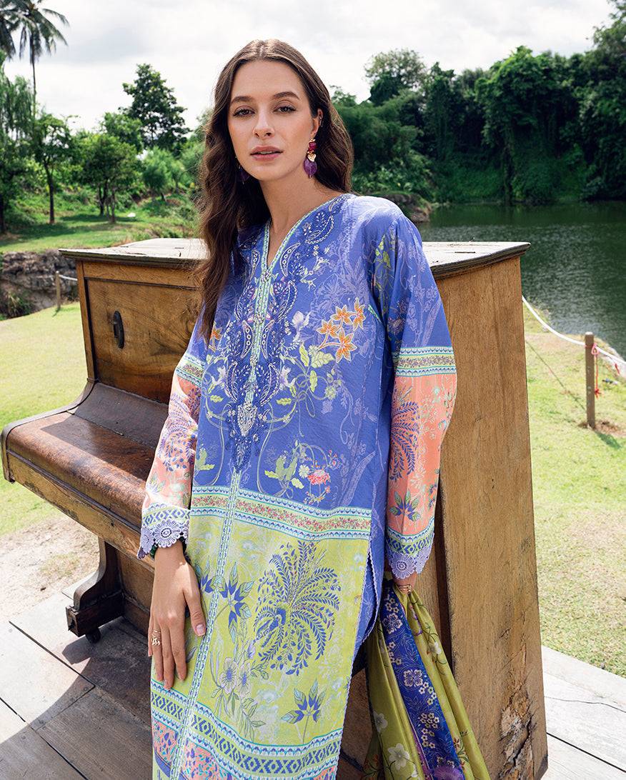 Roheenaz | Garden Veal Printed Lawn 25 | Inky Bloom by Maria Faisal - Registered Vendor of : Roheenaz - type : Ladies Clothes - 100% original wedding dresses