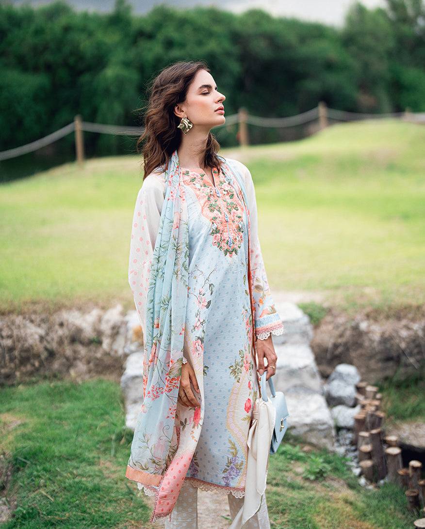 Roheenaz | Garden Veal Printed Lawn 25 | Cloudberey glaze by Maria Faisal - Registered Vendor of : Roheenaz - type : Ladies Clothes - 100% original wedding dresses