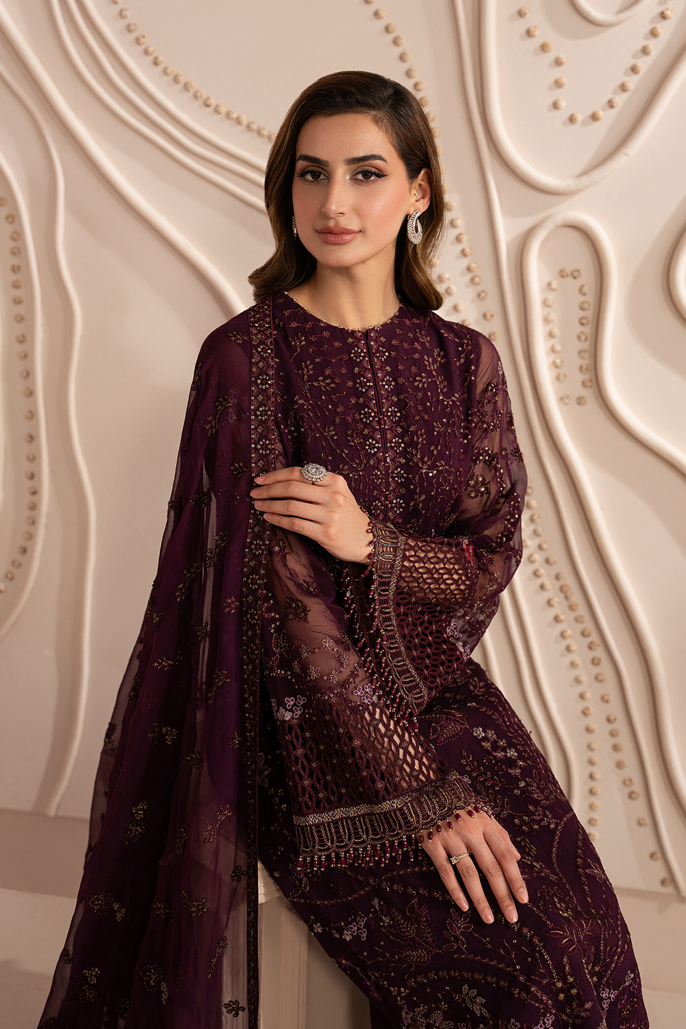 Lavish Premium | Izhare Muhabbat | CRIMSON BLOOM - Formal Dress - available at Maria Faisal in UK and USA.