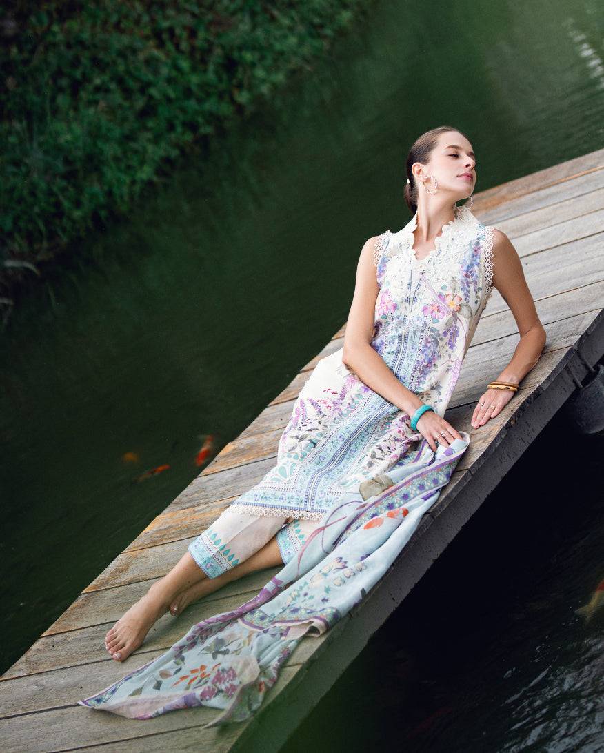 Roheenaz | Garden Veal Printed Lawn 25 | Bloom Glimmer by Maria Faisal - Registered Vendor of : Roheenaz - type : Ladies Clothes - 100% original wedding dresses